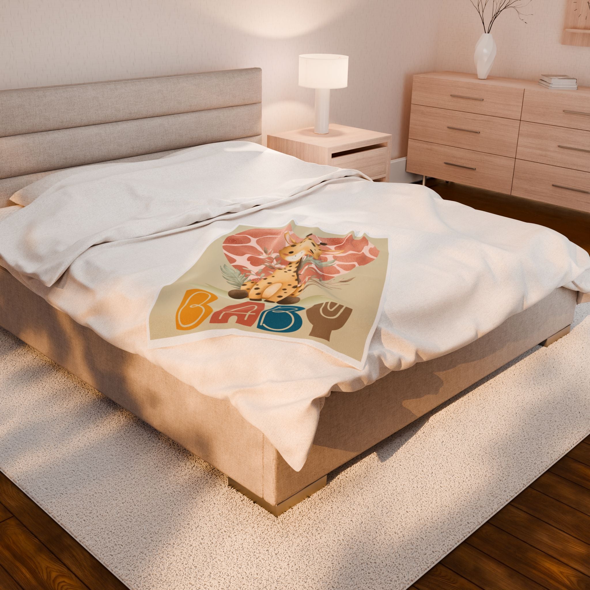 Baby Giraffe Plush Blanket, Soft Baby Blanket, Nursery Decor, Gift for New Parents, Kids Bedding, Baby Shower Gift