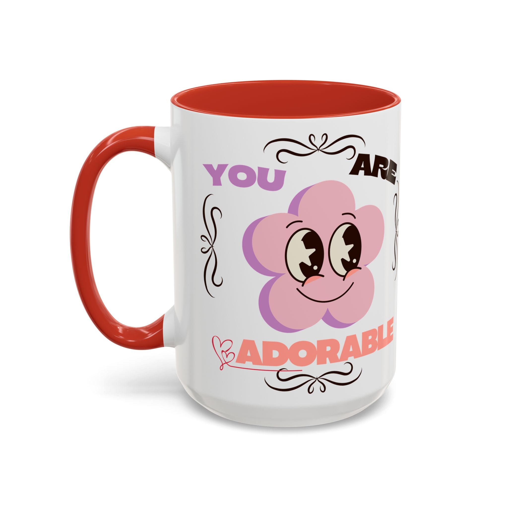 You Are Adorable Coffee Mug — Cute Pink Flower Accent Mug (11/15oz)