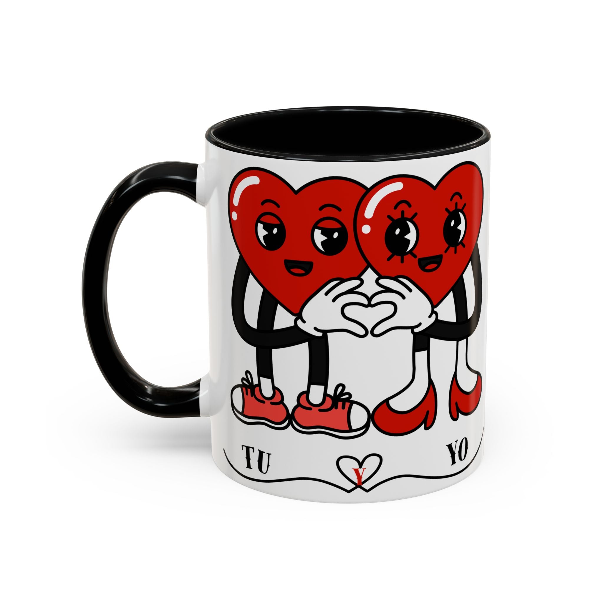 Valentine Heart Couple Coffee Mug – "Tu y Yo" Cute Romantic Accent Mug