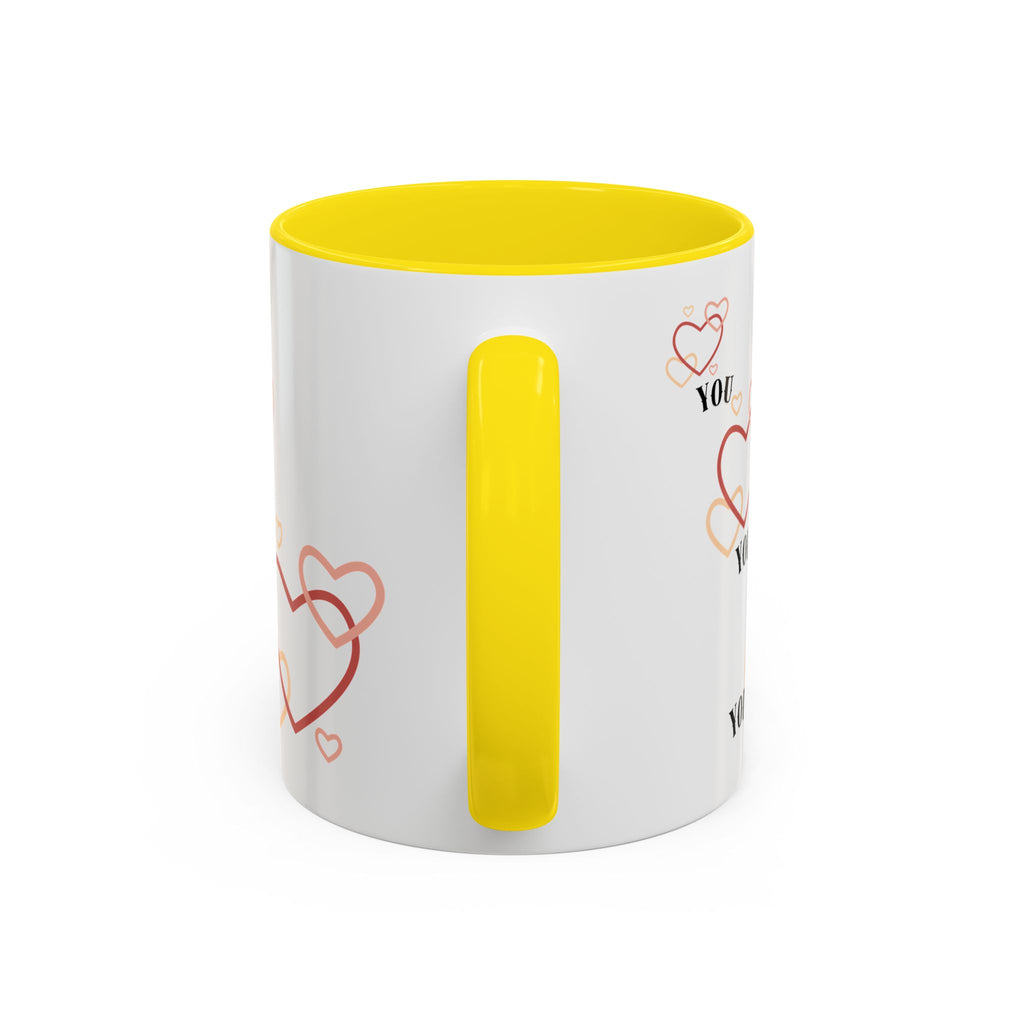 Love You Accent Coffee Mug, Valentine's Day Gift, Heart Mug, Cute Coffee Cup, Romantic Beverage Container