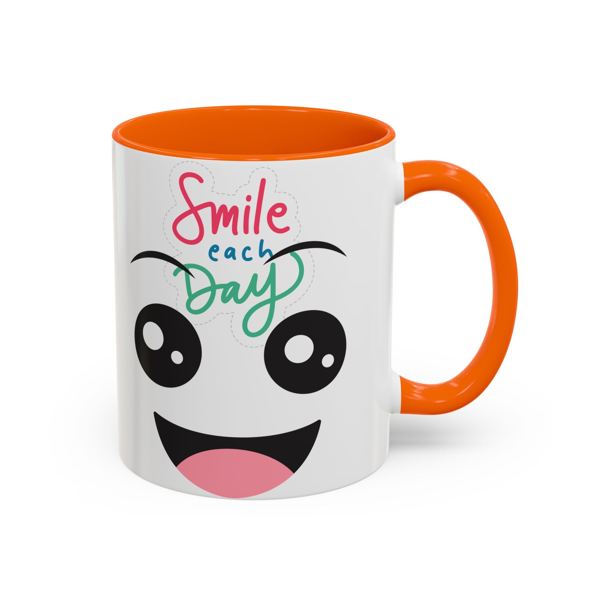 Smile Each Day Coffee Mug — Cute Cartoon Face Accent Mug (11/15oz)