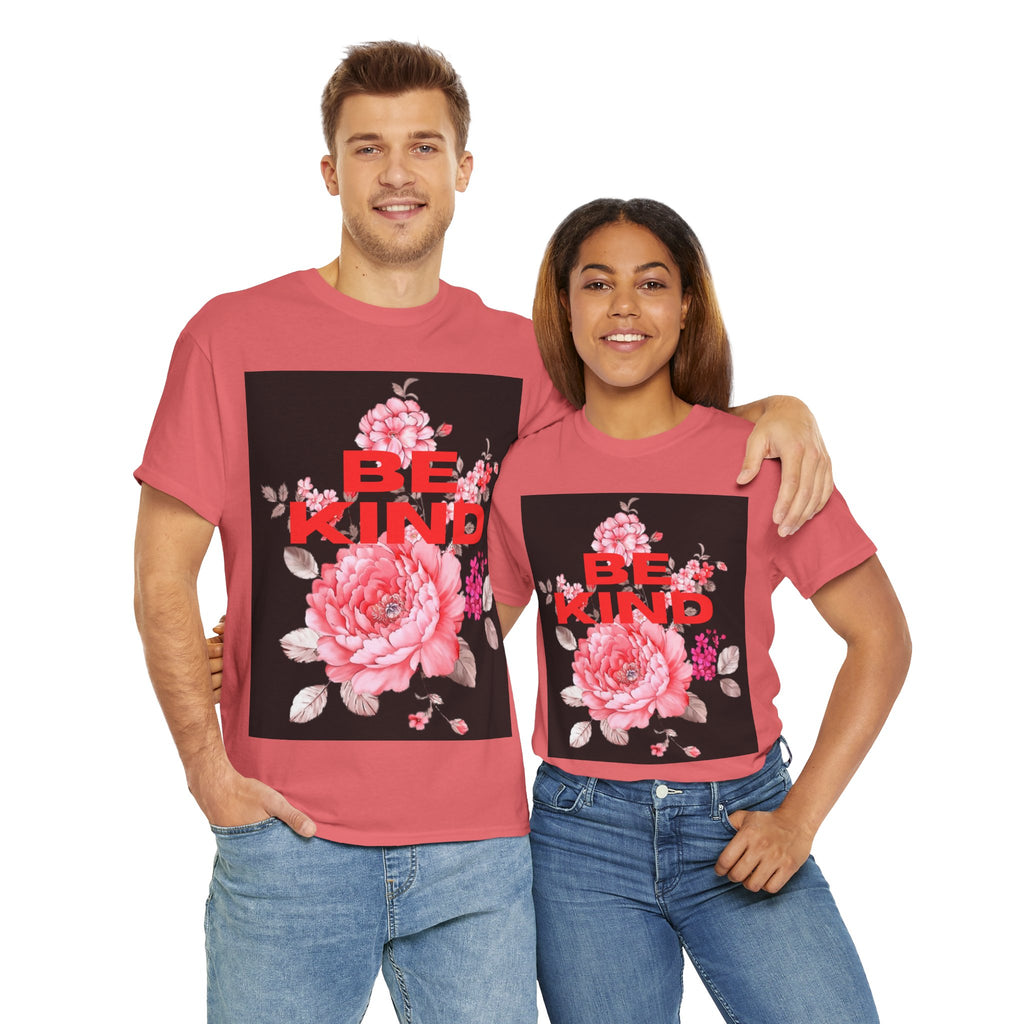 Unisex Heavy Cotton Tee - 'Be Kind' Floral Design, Motivational T-Shirt, Positive Vibes, Gifts for Friends, Casual Wear
