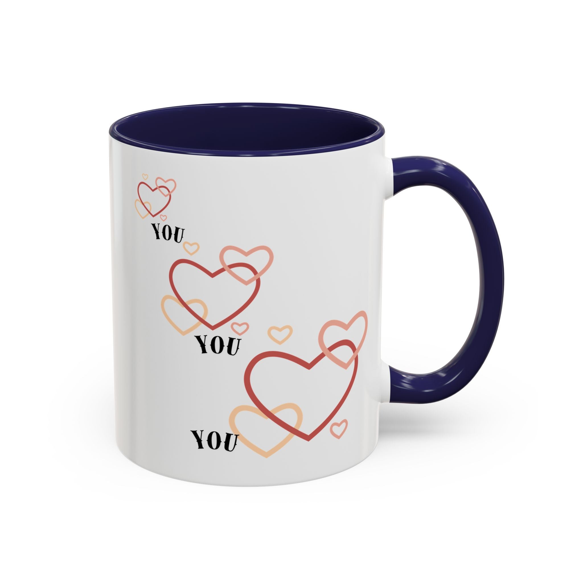 Love You Accent Coffee Mug, Valentine's Day Gift, Heart Mug, Cute Coffee Cup, Romantic Beverage Container