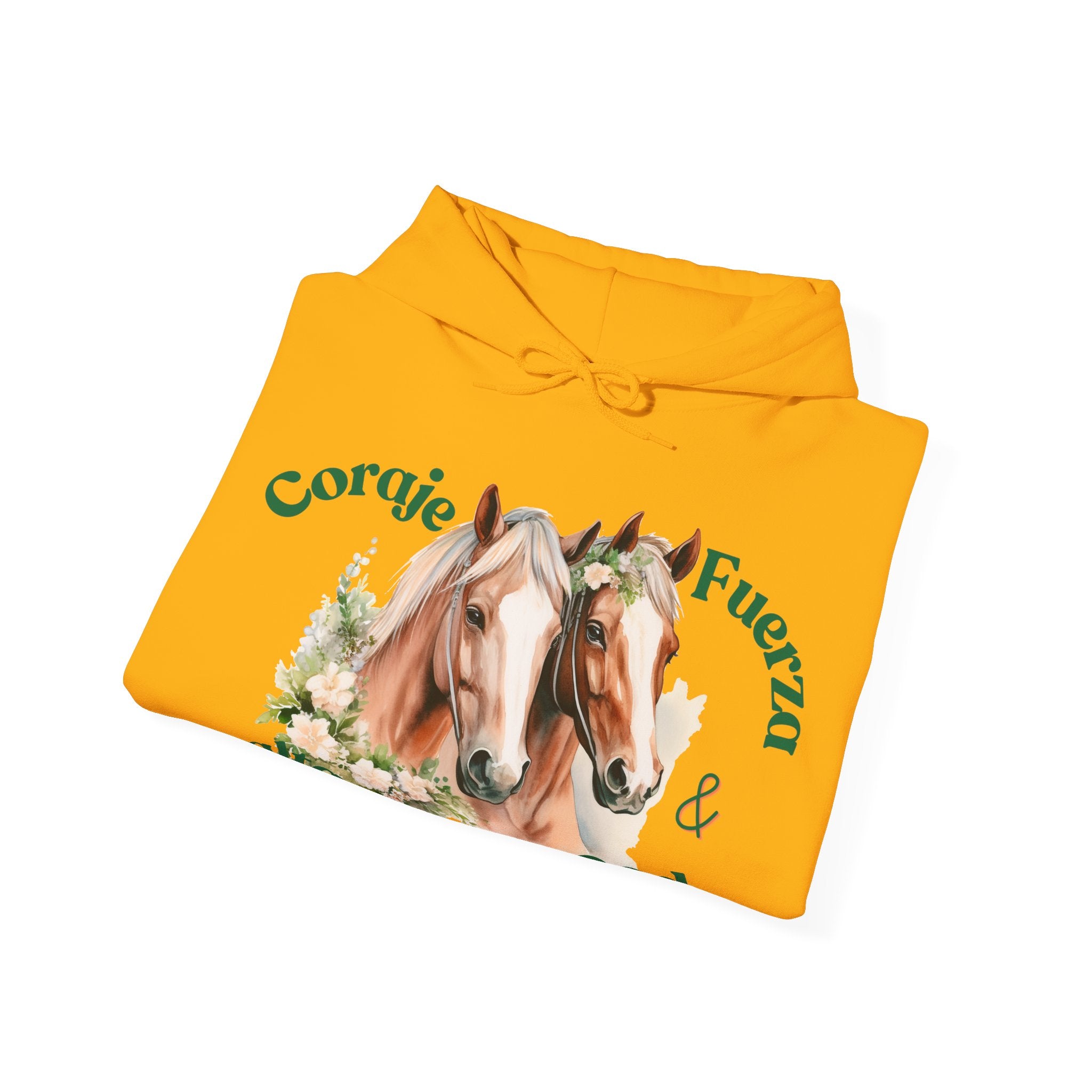 Equine Spirit Hooded Sweatshirt - Courage, Strength, Love, Gift for Horse Lovers, Cozy Wear, Equestrian Apparel, Motivational Sweatshirt