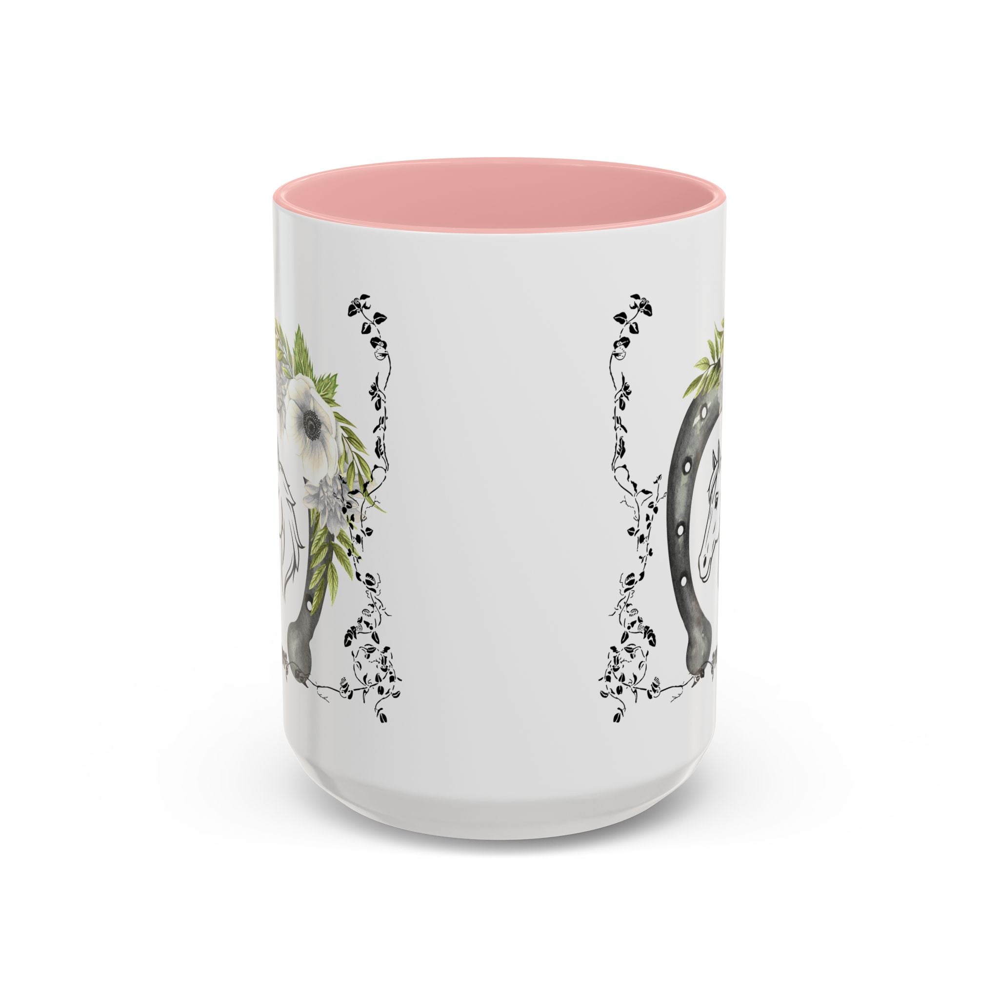 Personalized Floral Horseshoe Mug - Unique Gift for Horse Lovers, Cowgirl Theme, Farmhouse Decor, Wedding Favors, Custom Name Mug