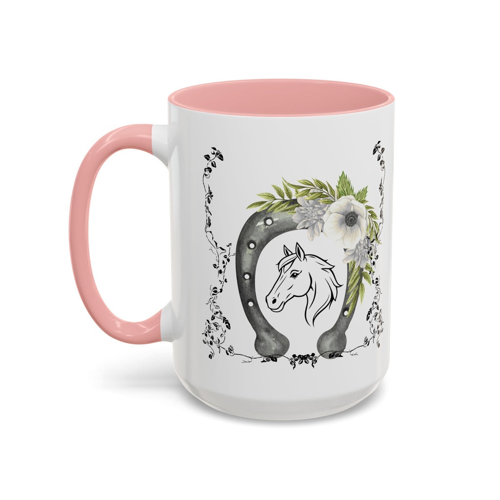 Personalized Floral Horseshoe Mug - Unique Gift for Horse Lovers, Cowgirl Theme, Farmhouse Decor, Wedding Favors, Custom Name Mug