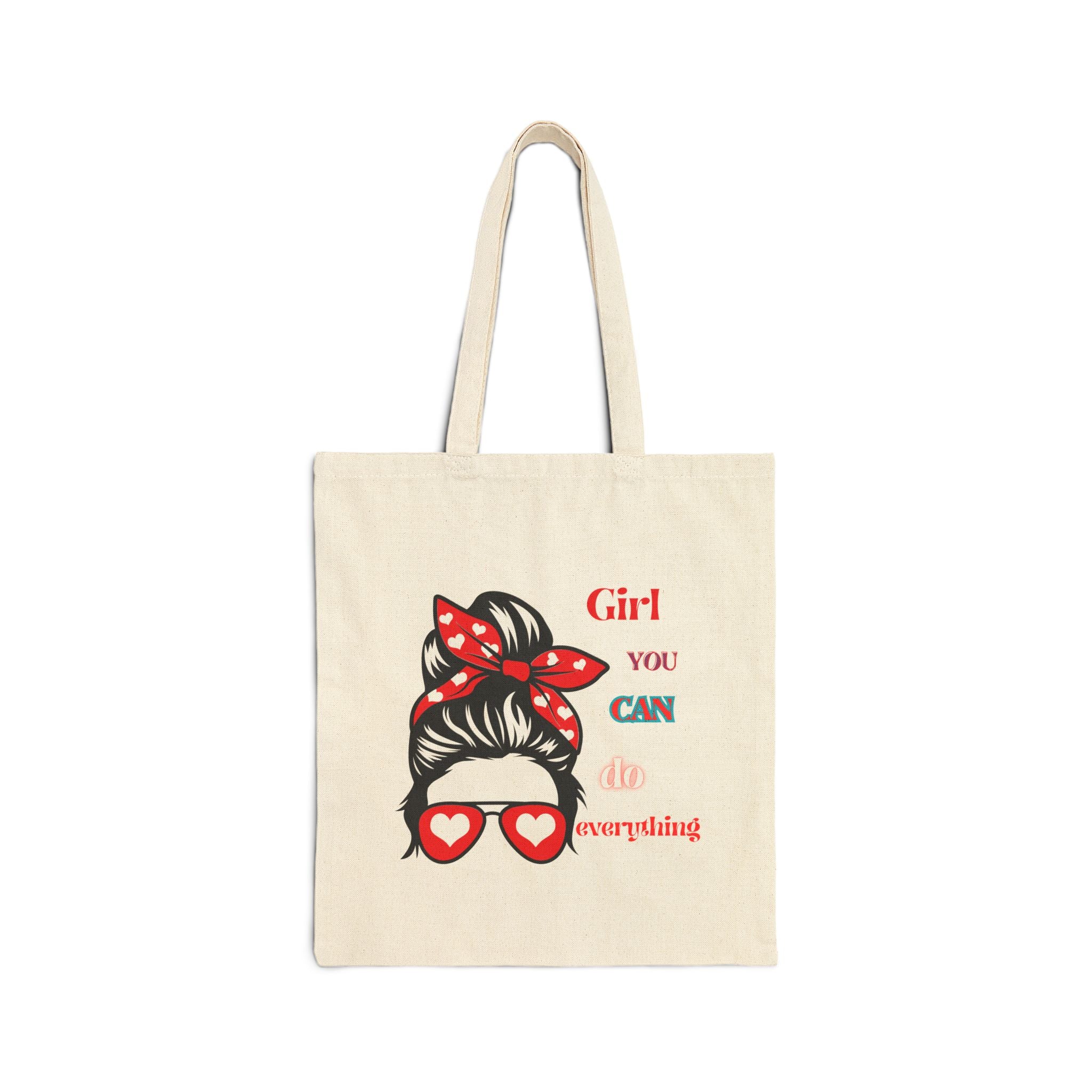 Empowered Girl Tote Bag, Funny Tote, Gift for Her, Motivational Bag, Everyday Carry, Canvas Reusable Shopper