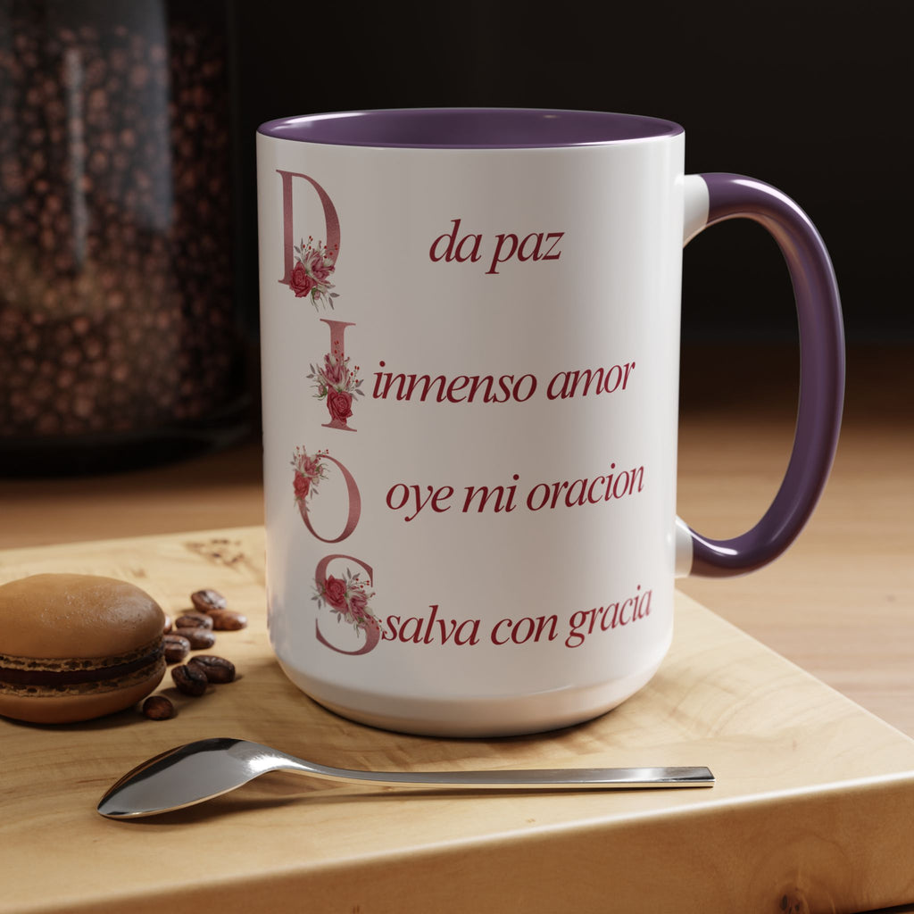 Inspirational Accent Coffee Mug with Floral Design - 11/15oz
