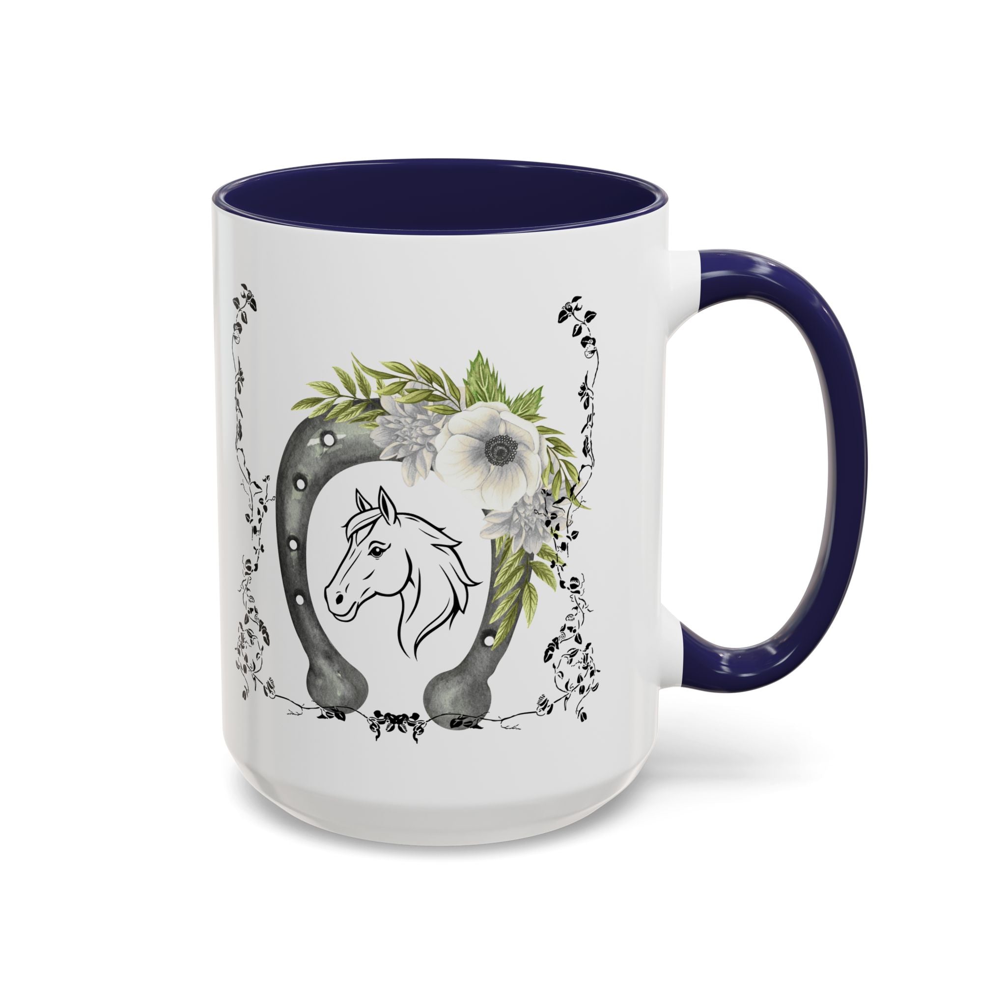 Personalized Floral Horseshoe Mug - Unique Gift for Horse Lovers, Cowgirl Theme, Farmhouse Decor, Wedding Favors, Custom Name Mug