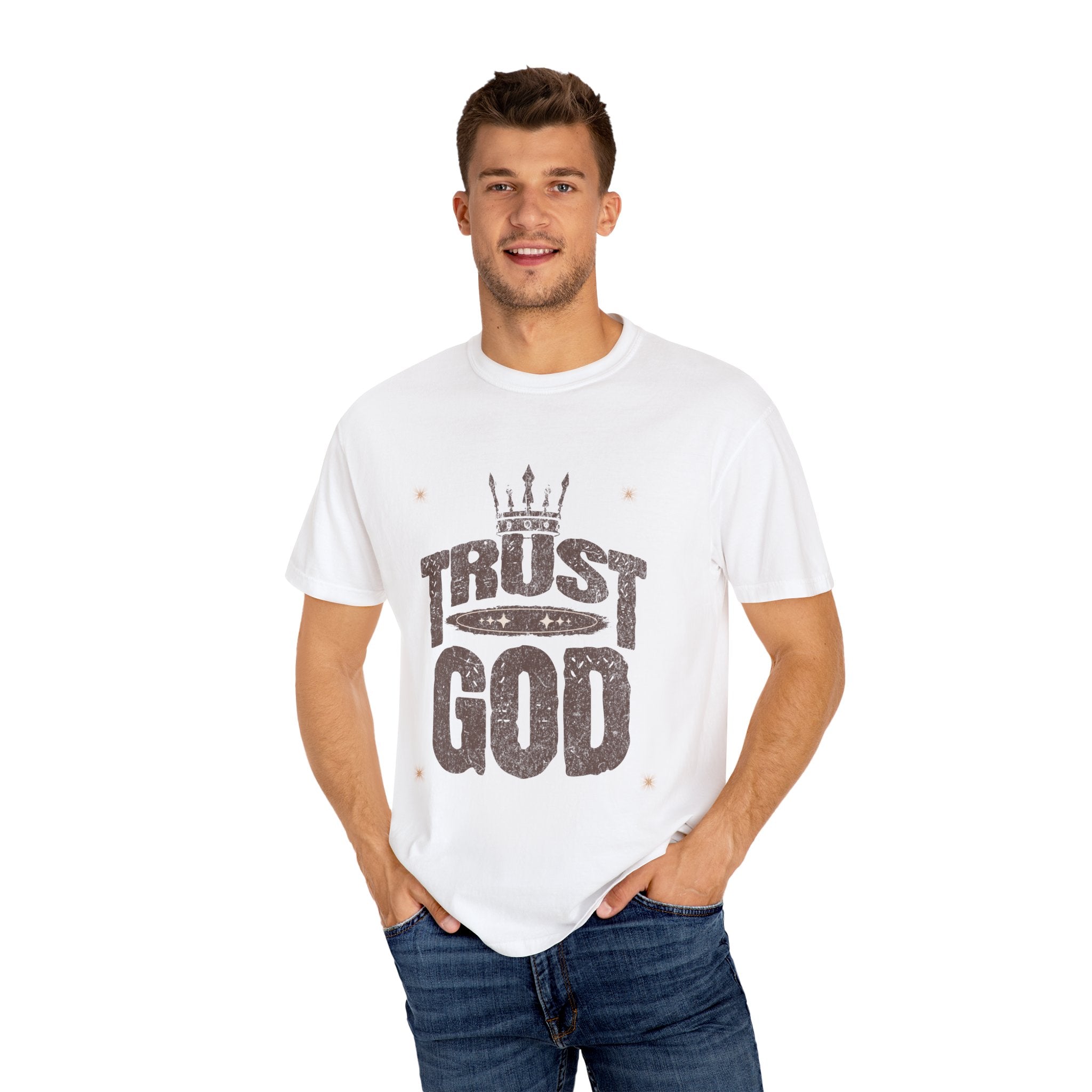 Trust God Unisex Garment-Dyed T-Shirt, Inspirational Tee, Faith-Based Apparel, Casual Wear, Christian Gift