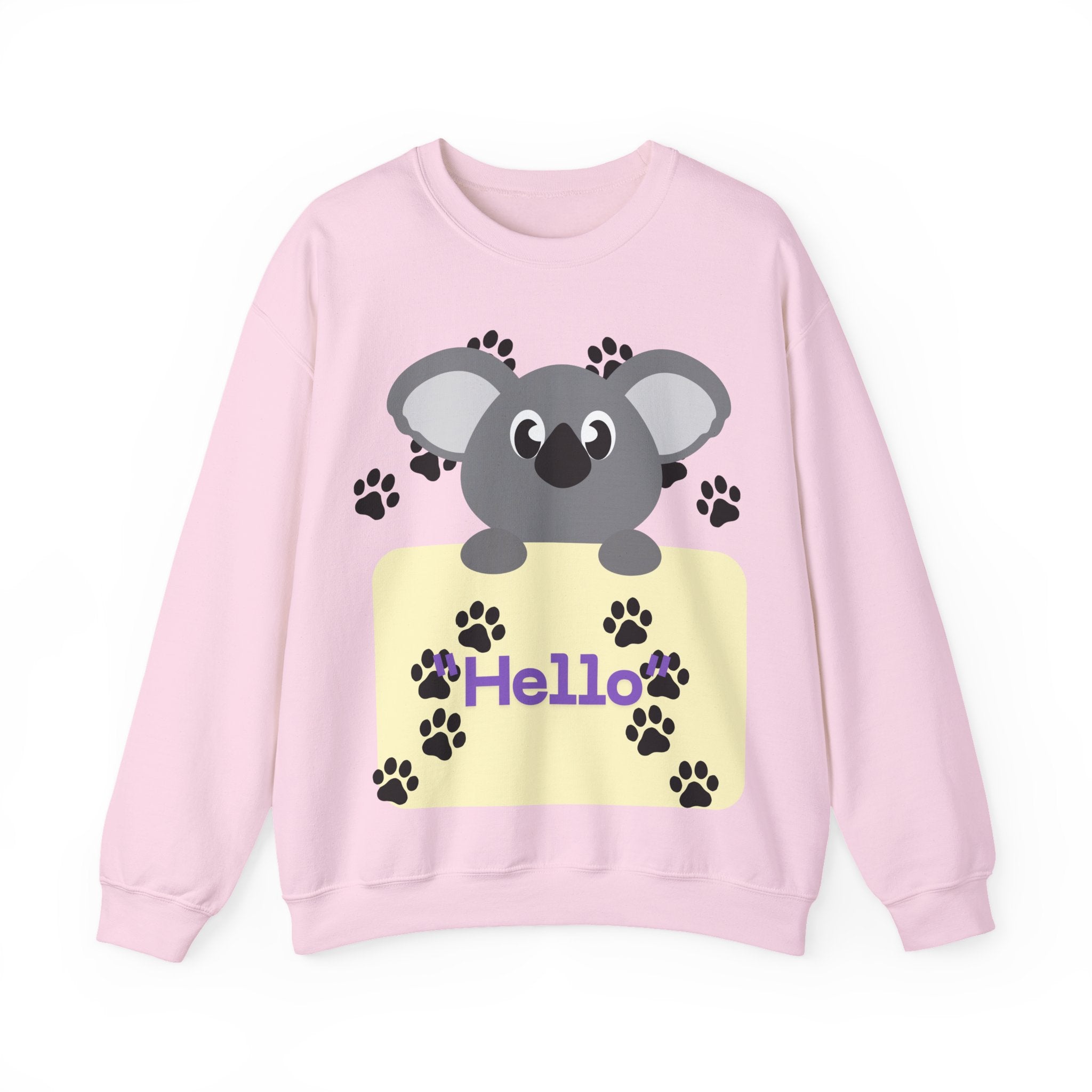 Cute Koala Hello Sweatshirt, Unisex Cozy Crewneck, Pet Lover Gift, Animal Lover Apparel, Fun Casual Wear, Cute Graphic Sweater