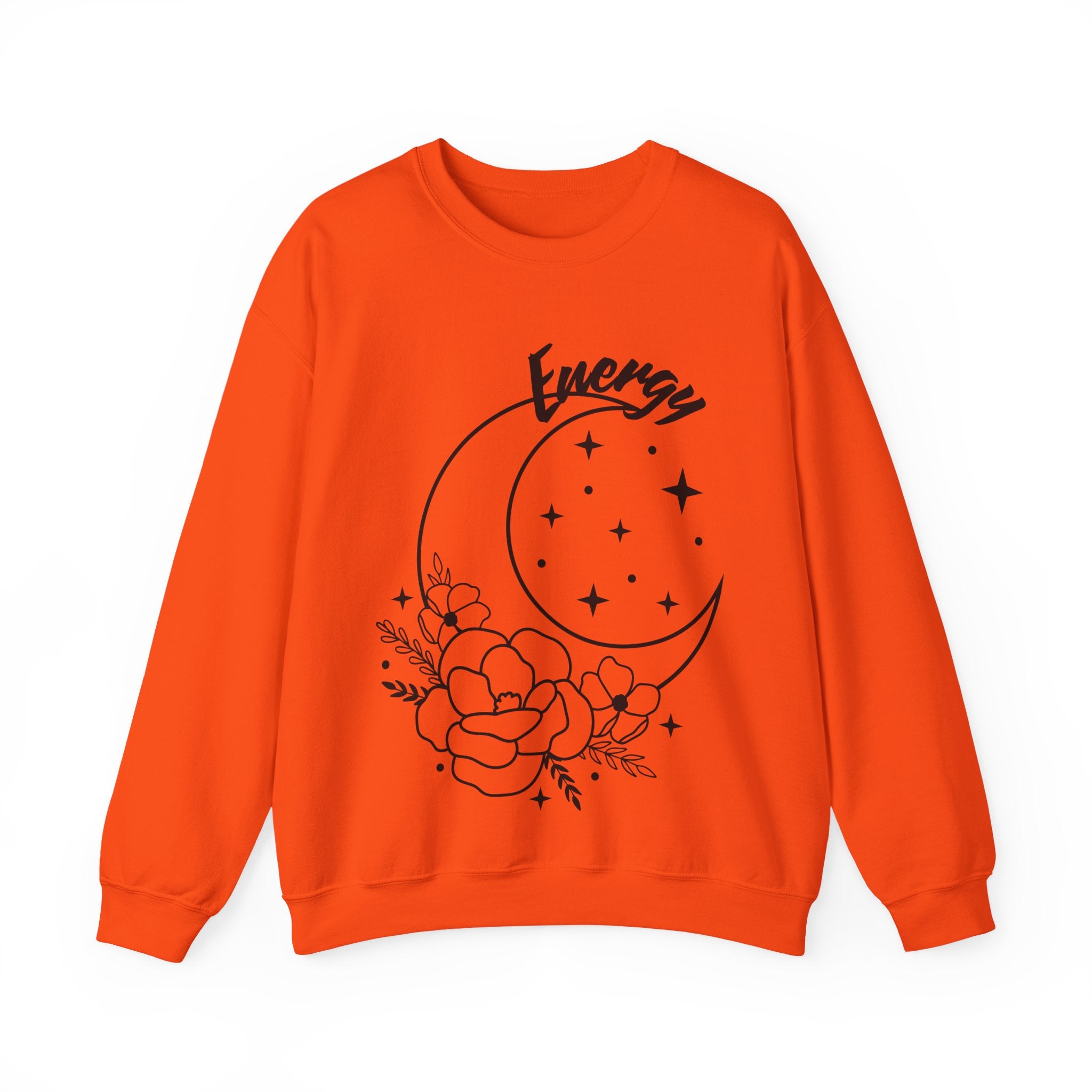 Celestial Energy Sweatshirt, Moon and Flowers Crewneck, Cozy Unisex Top, Astrology Gift, Spiritual Apparel, Birthday Gift, Everyday Wear