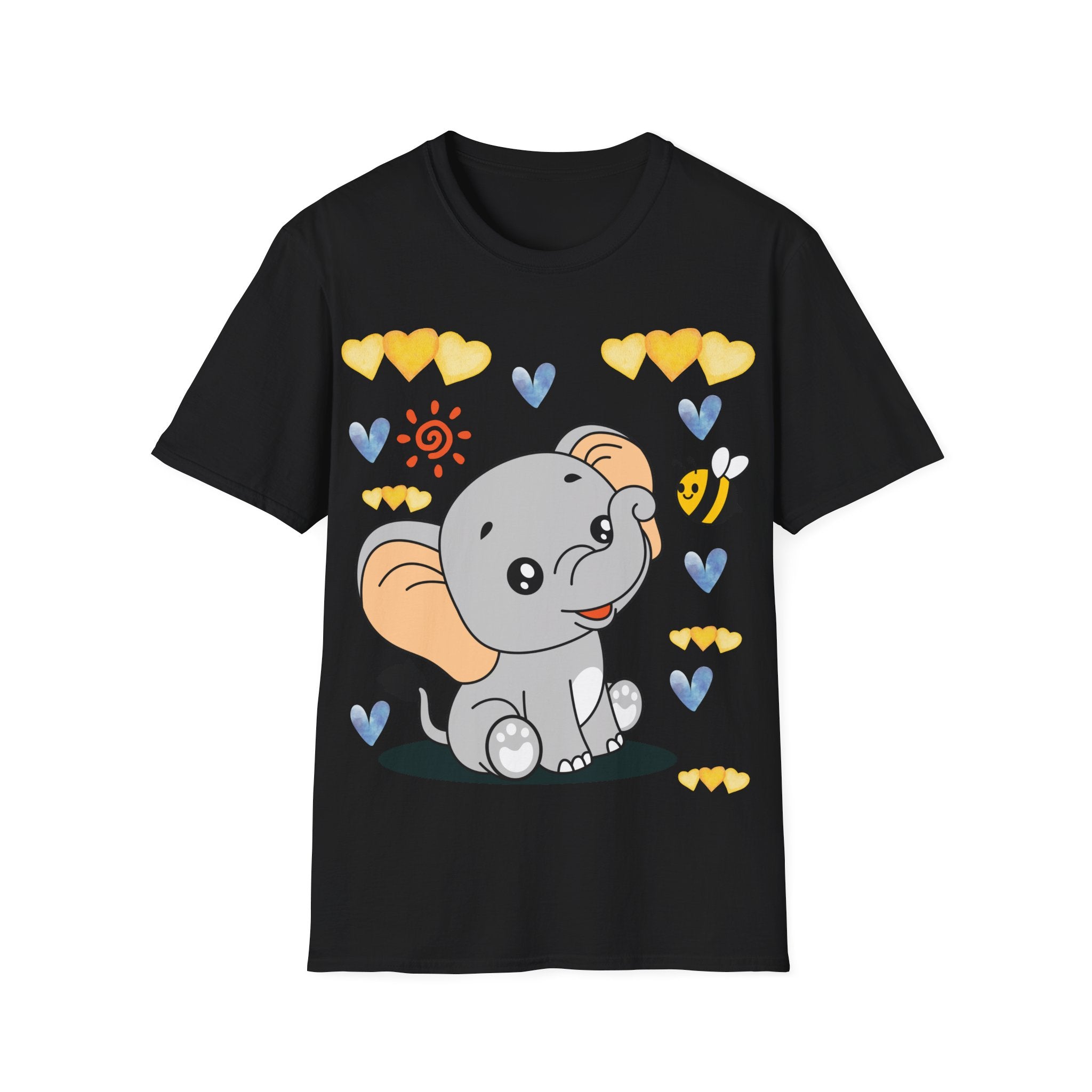 Cute Baby Elephant & Bee Tee — Kids Animal Graphic T-Shirt