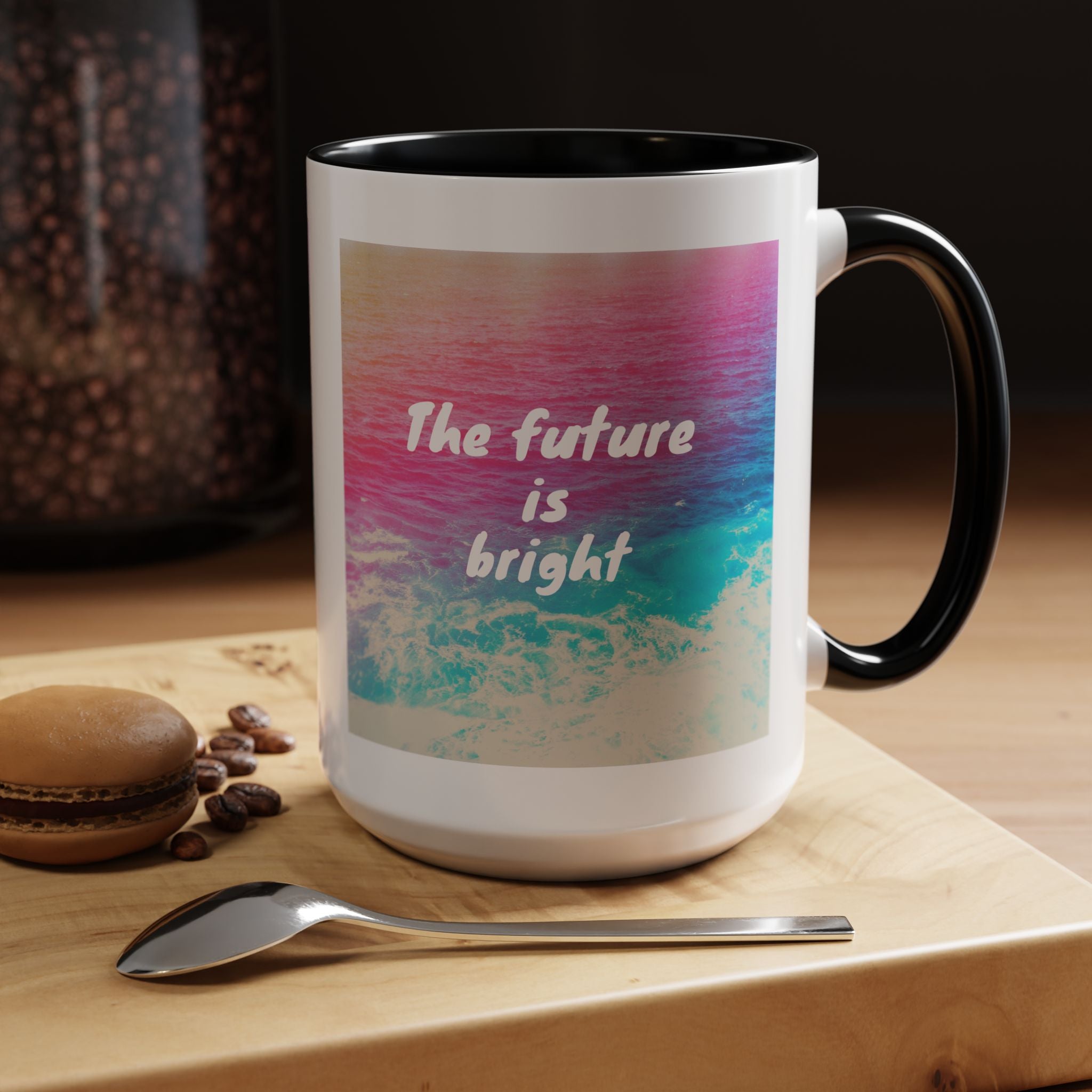 Ocean Background Future Is Bright Accent Coffee Mug (11, 15oz)