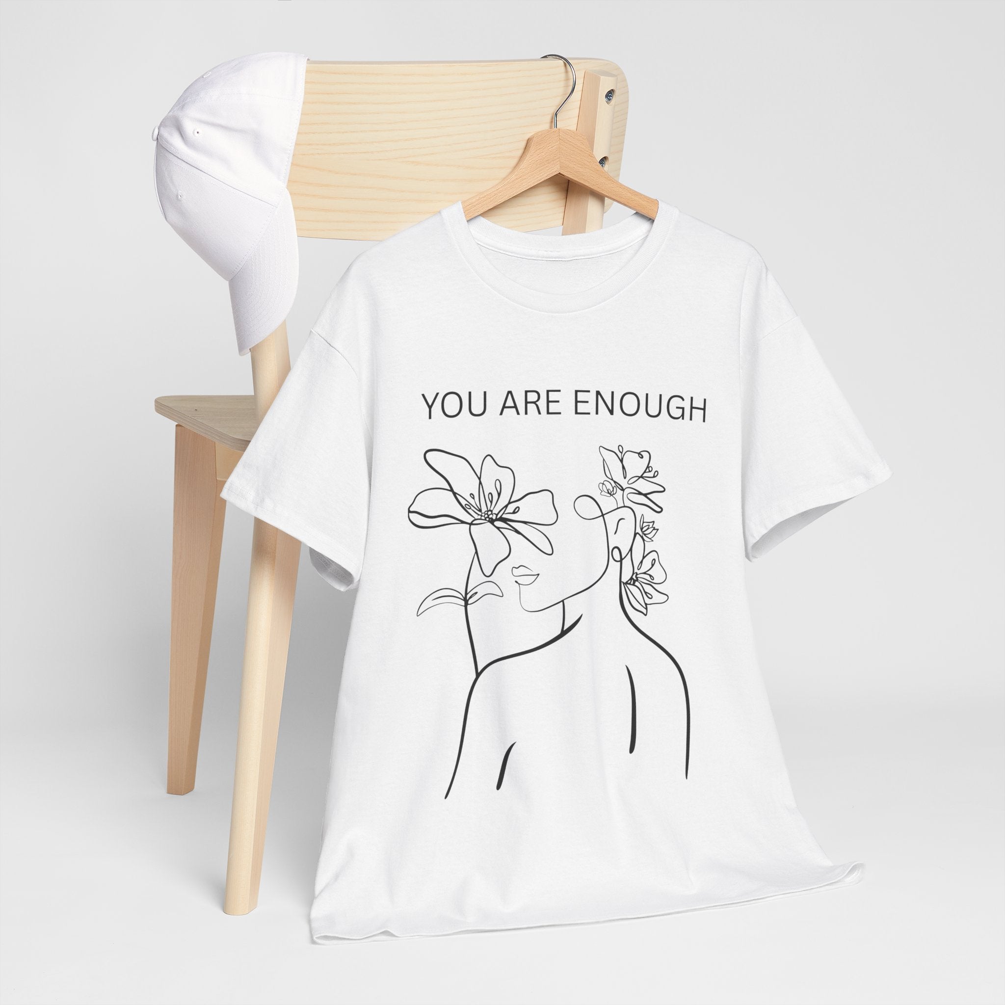 Inspirational Floral Tee, Unisex Heavy Cotton T-Shirt with 'You Are Enough' Design, Motivational Gift, Self-Love Apparel, Positive [...]