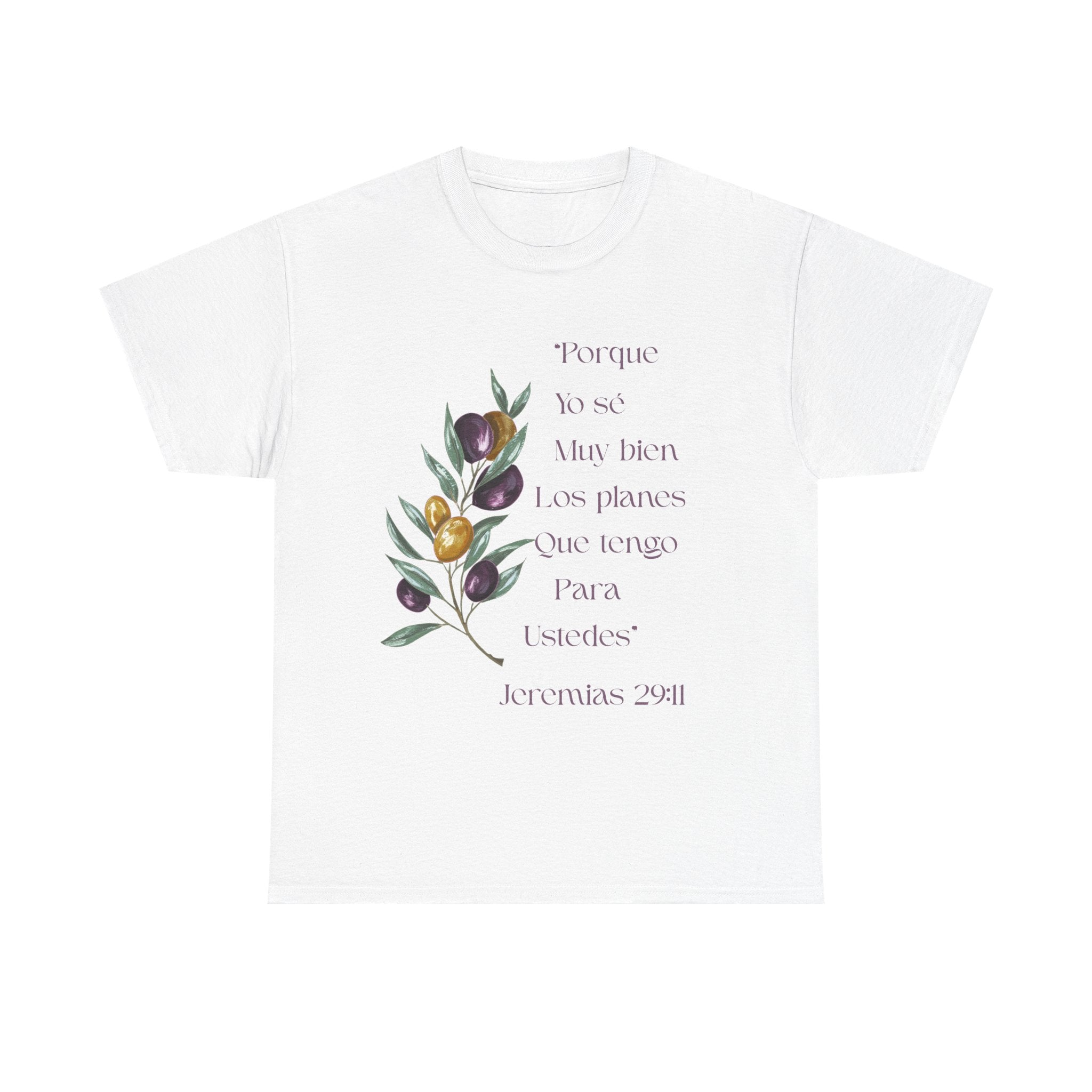 Olive Branch Scripture Tee — Jeremías 29:11 Spanish Floral Bible Verse T-Shirt