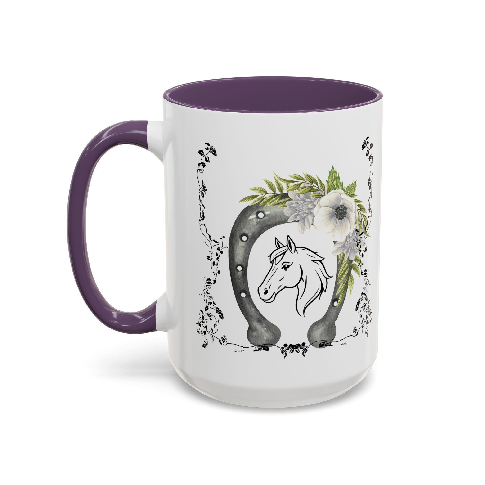 Personalized Floral Horseshoe Mug - Unique Gift for Horse Lovers, Cowgirl Theme, Farmhouse Decor, Wedding Favors, Custom Name Mug