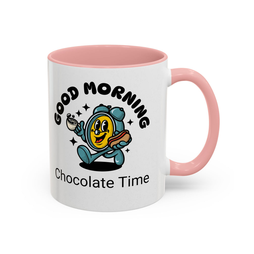 Cheerful Accent Coffee Mug, Good Morning Mug, Hot Beverage Cup, Chocolate Time Gift, Fun Kitchen Decor