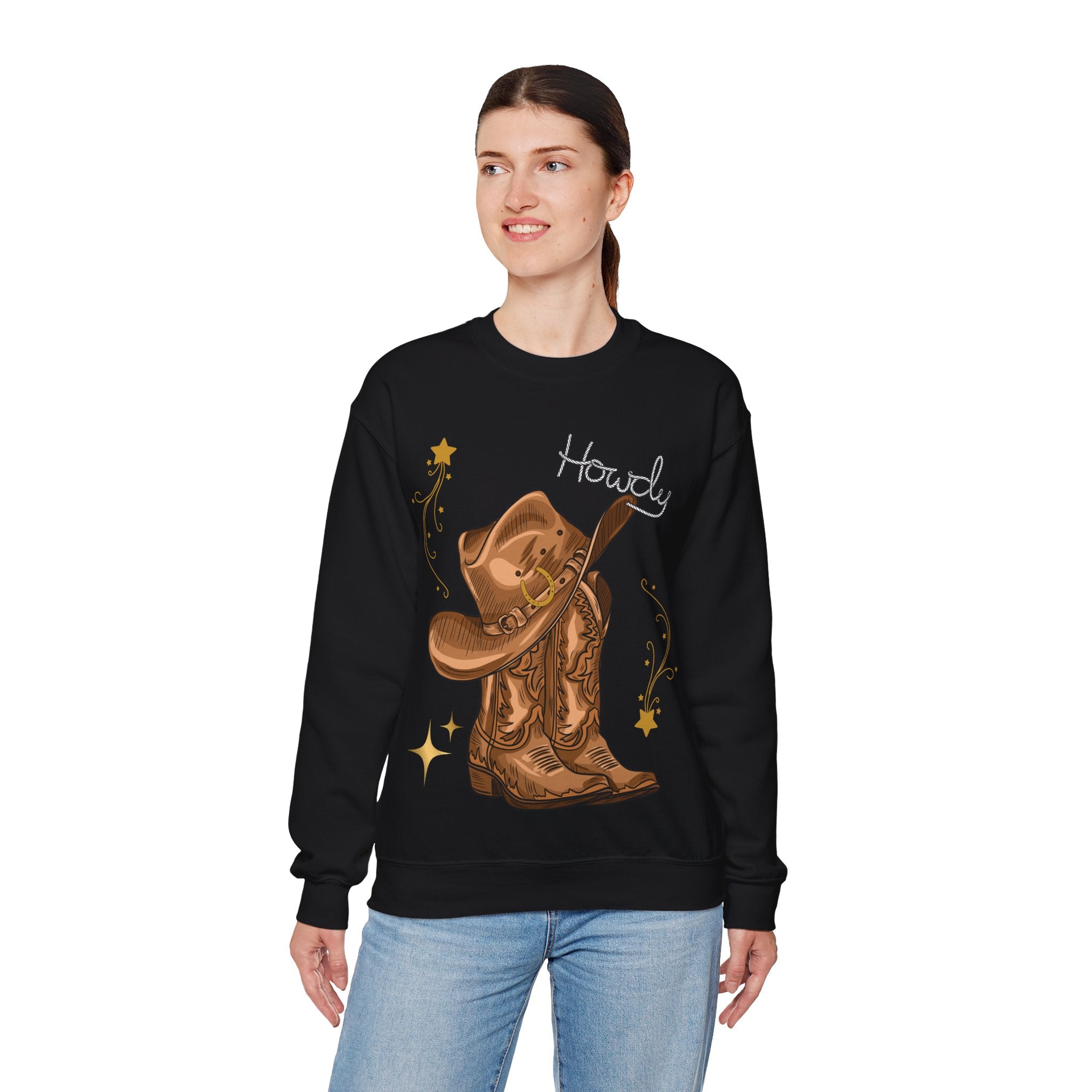 Howdy Cowboy Crewneck Sweatshirt | Unisex Sweatshirt, Western Apparel, Fall Fashion, Gift for Him/Her, Casual Wear