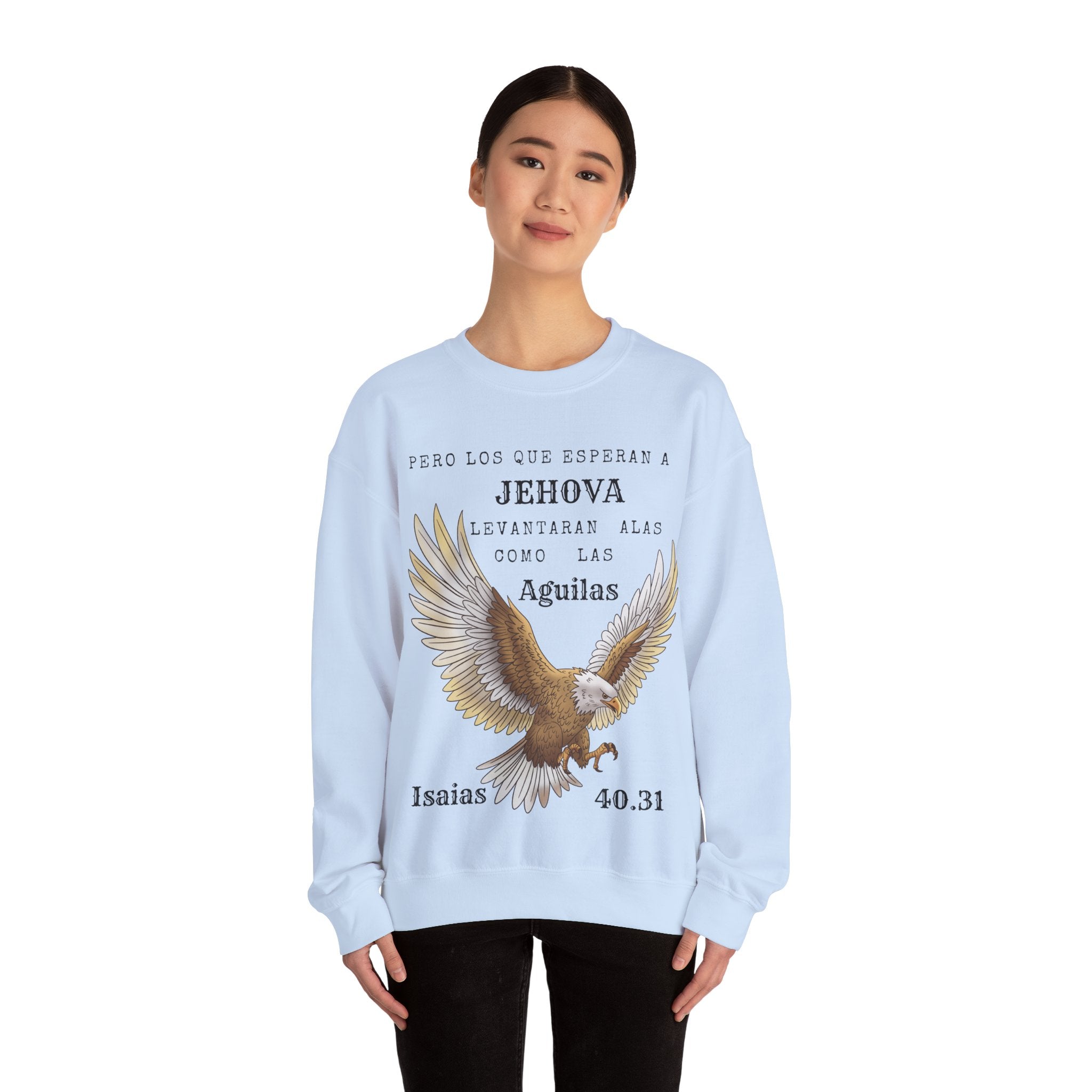 Isaías 40:31 Eagle Sweatshirt — "Pero los que esperan a Jehová" Spanish Christian Crewneck