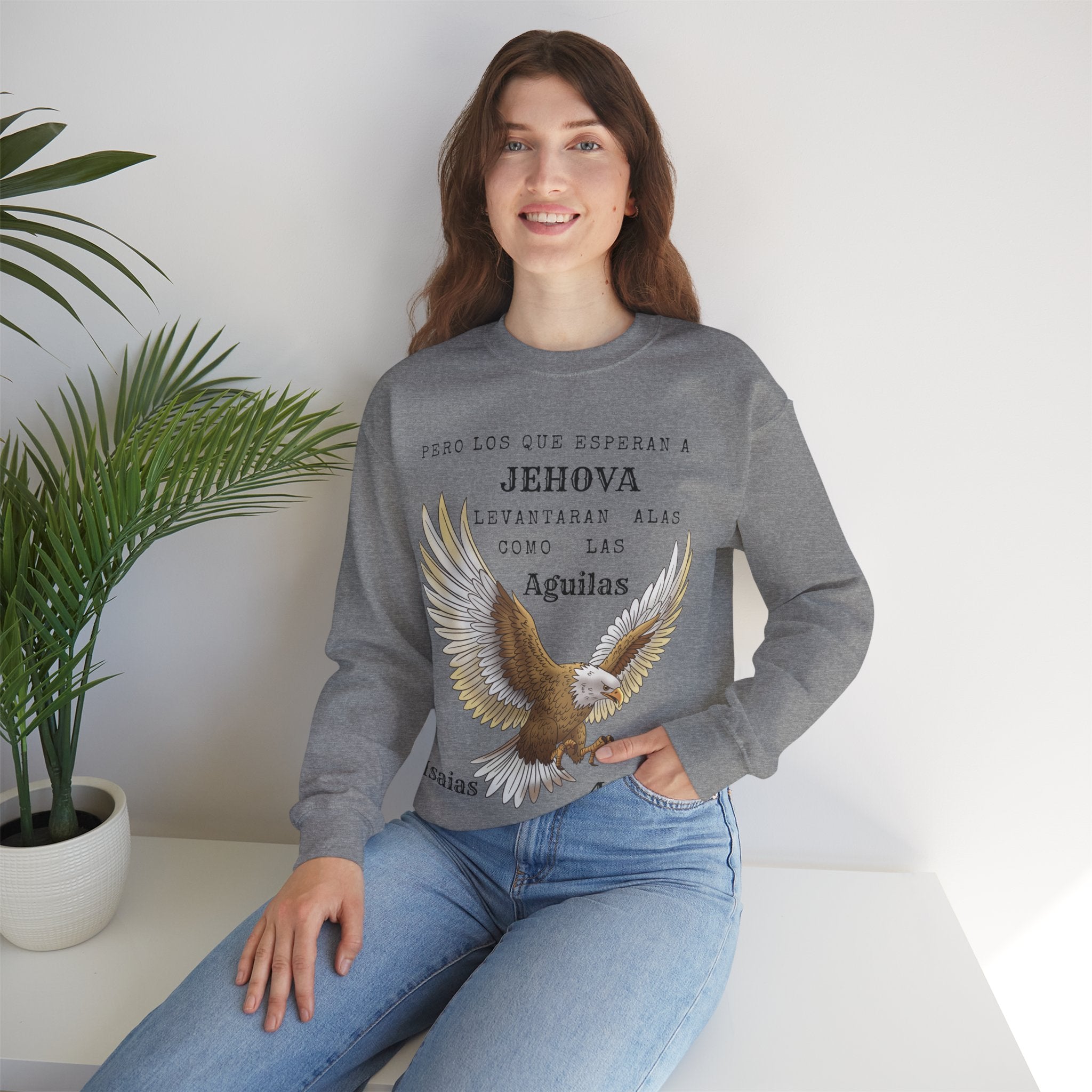 Isaías 40:31 Eagle Sweatshirt — "Pero los que esperan a Jehová" Spanish Christian Crewneck