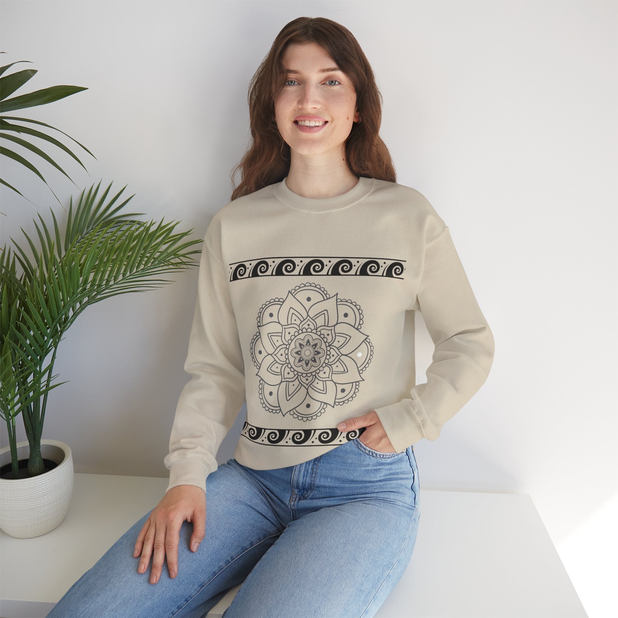 Mandala Design Crewneck Sweatshirt | Cozy Unisex Sweatshirt for Relaxation, Gift for Friends, Everyday Wear, Festival Apparel