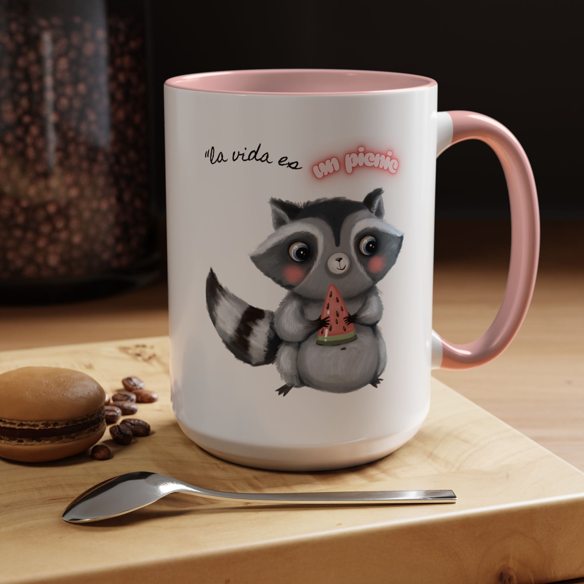 Raccoon-Themed Accent Coffee Mug | Cute Animal Mug for Home, Gift for Coffee Lovers, Nature Lovers, Birthday, Celebrate Life
