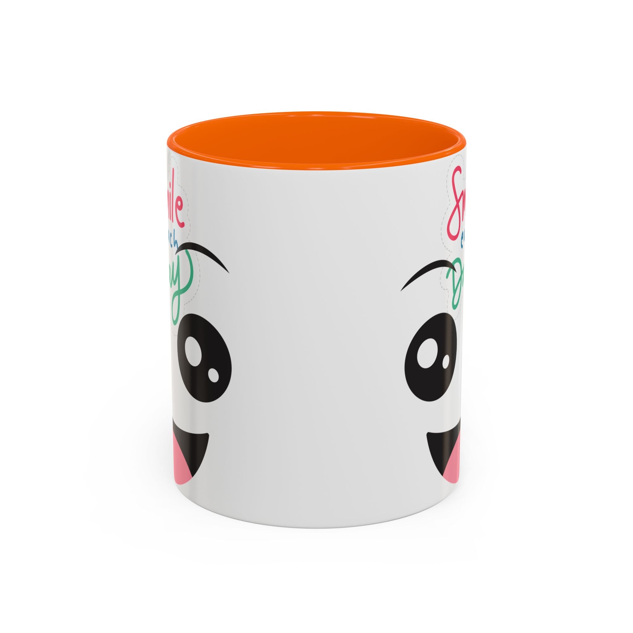Smile Each Day Coffee Mug — Cute Cartoon Face Accent Mug (11/15oz)
