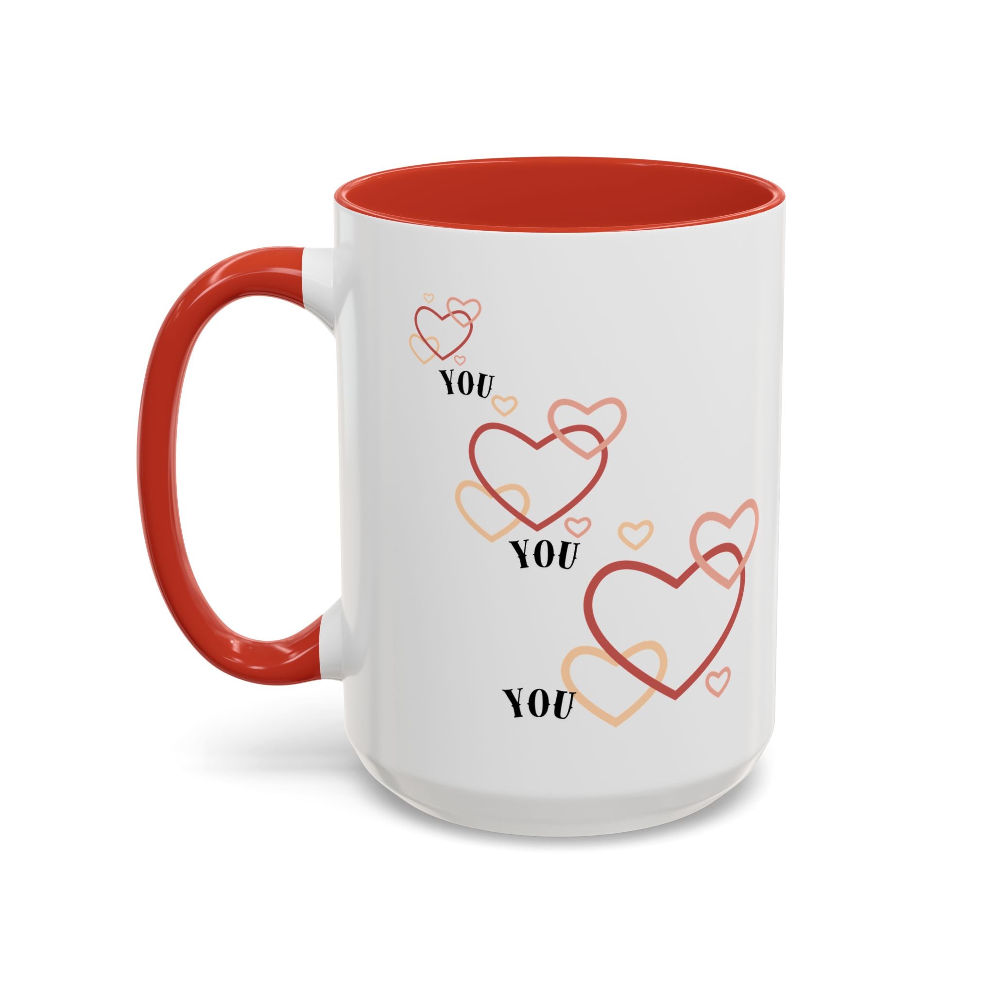 Love You Accent Coffee Mug, Valentine's Day Gift, Heart Mug, Cute Coffee Cup, Romantic Beverage Container
