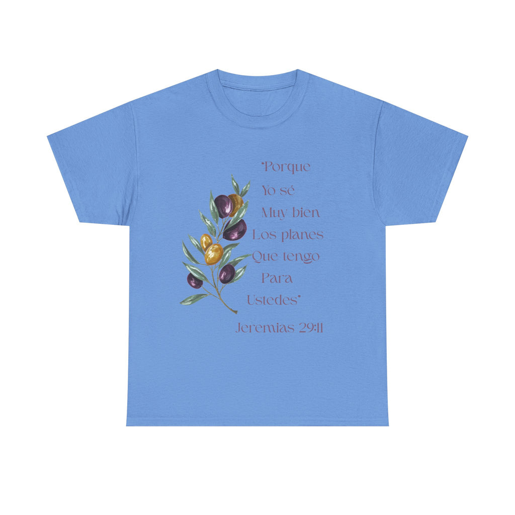 Olive Branch Scripture Tee — Jeremías 29:11 Spanish Floral Bible Verse T-Shirt