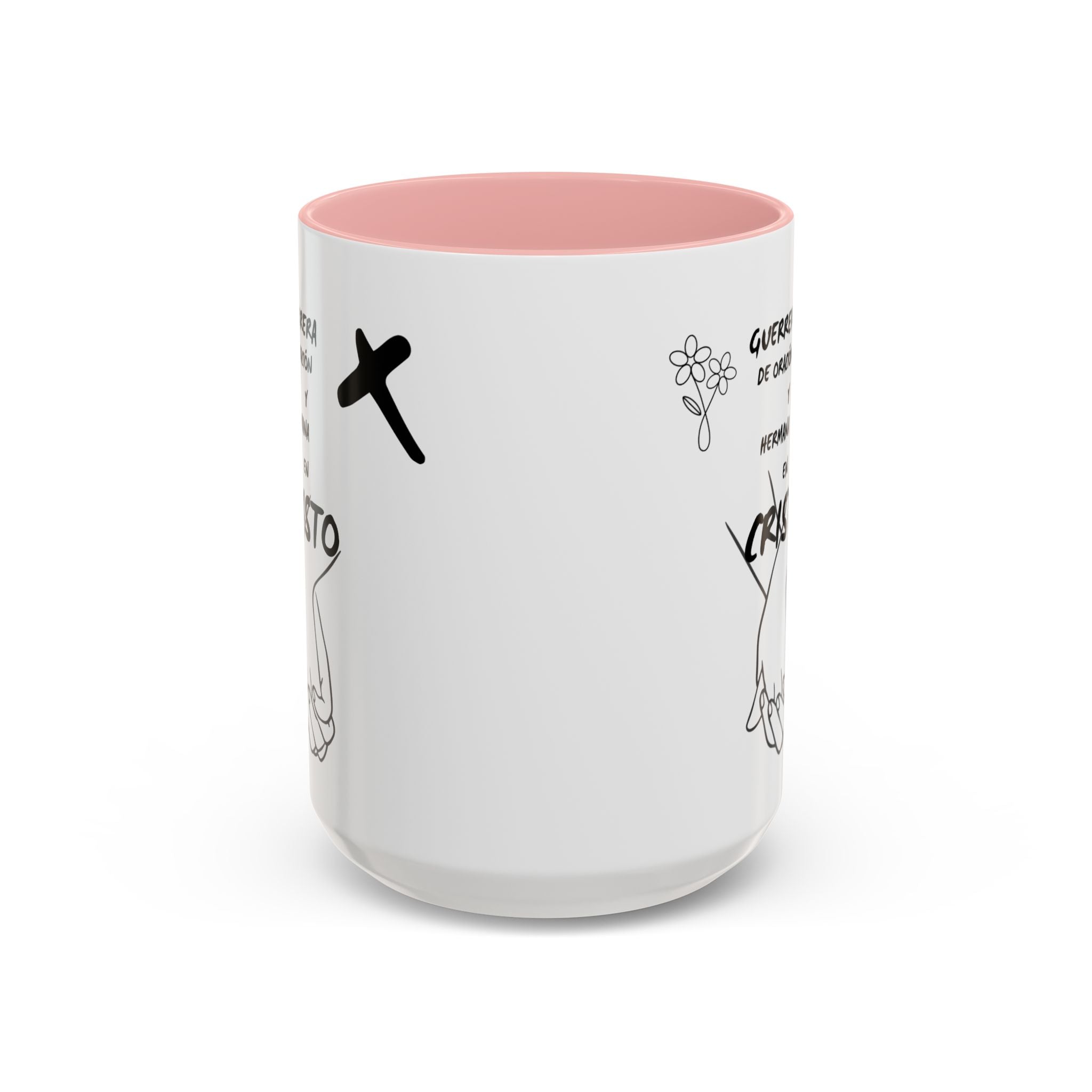 Christian Prayer Warrior Mug — "Guerrera de Oración y Hermana en Cristo" Accent Coffee Cup (11/15oz)