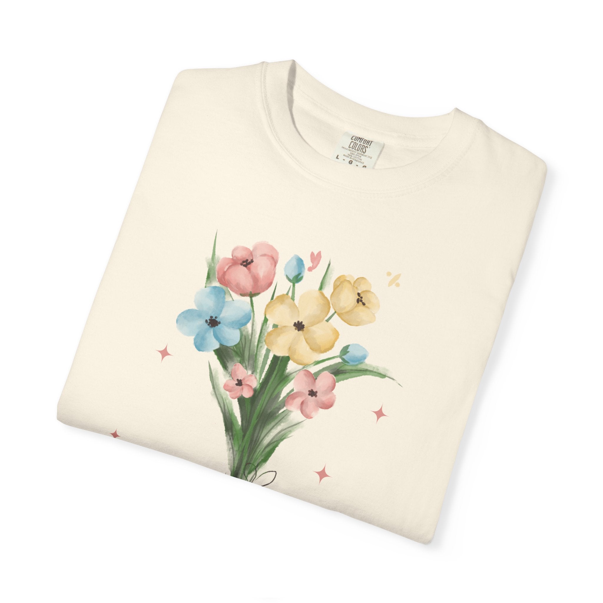 Flower Bouquet Unisex Garment-Dyed T-shirt, Spring Gift, Casual Wear, Floral Tee, Mother's Day Top, Gardening Shirt