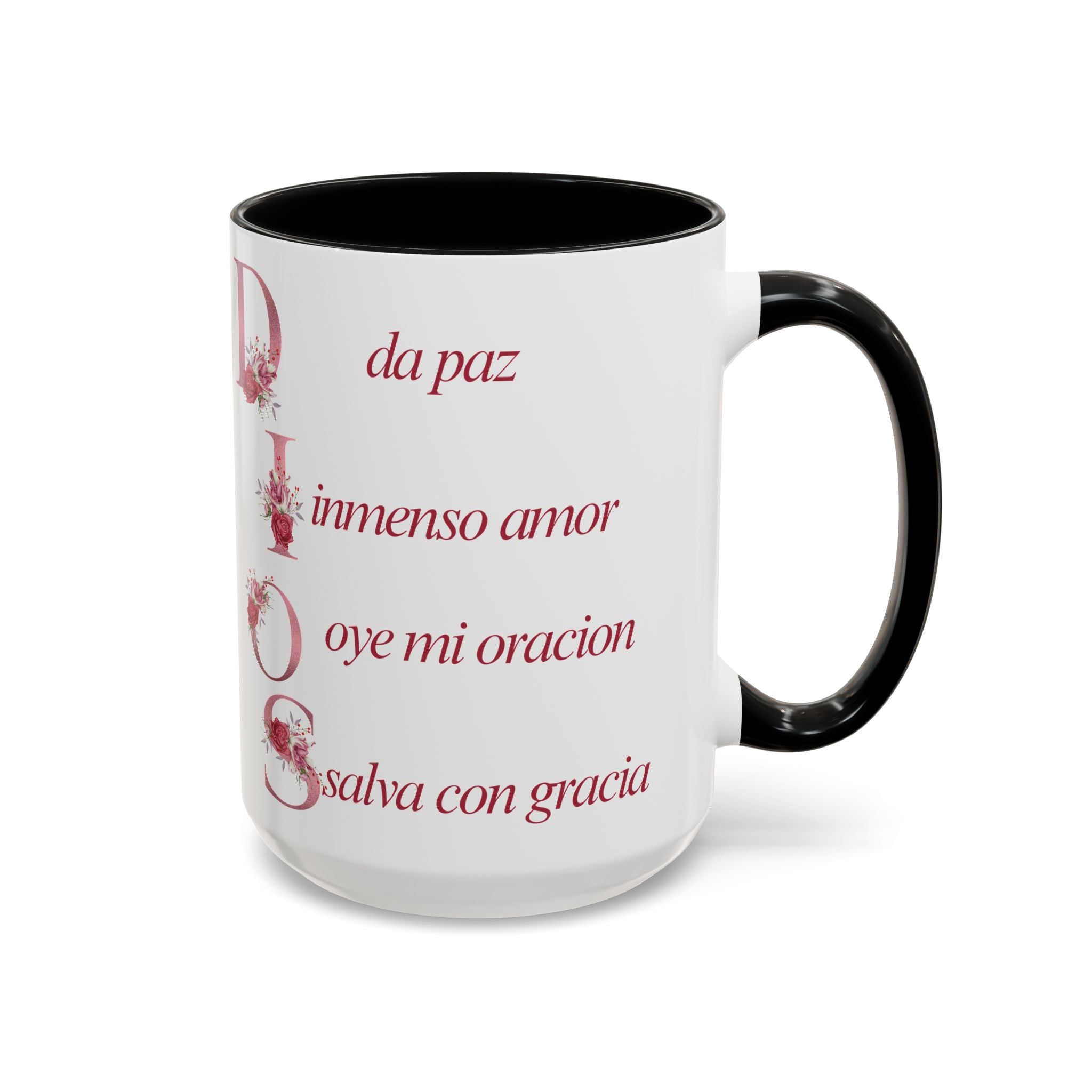 Inspirational Accent Coffee Mug with Floral Design - 11/15oz