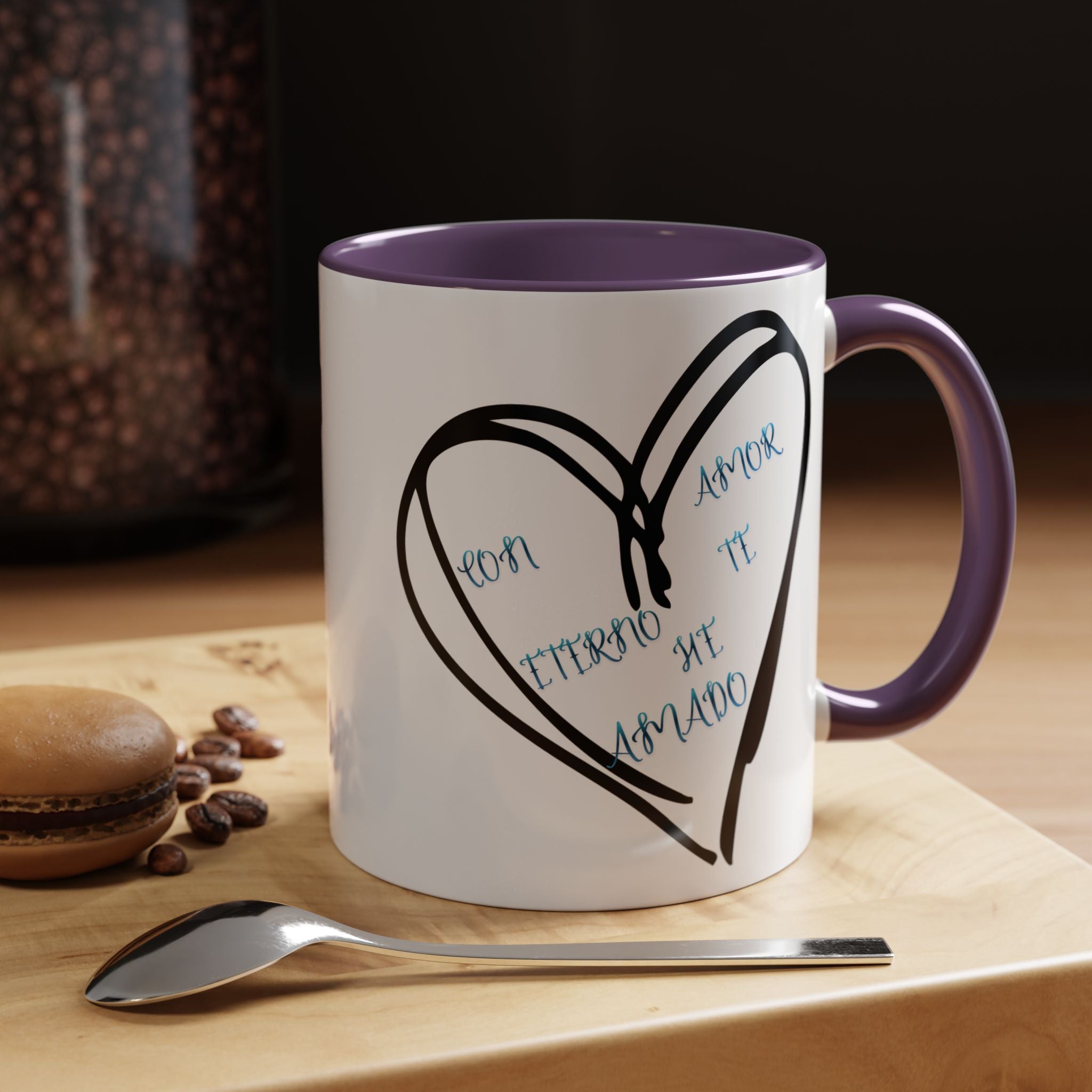 Coffee Mug - Hand-Drawn Heart with Spanish 'Por Amor Te He Amado' Accent
