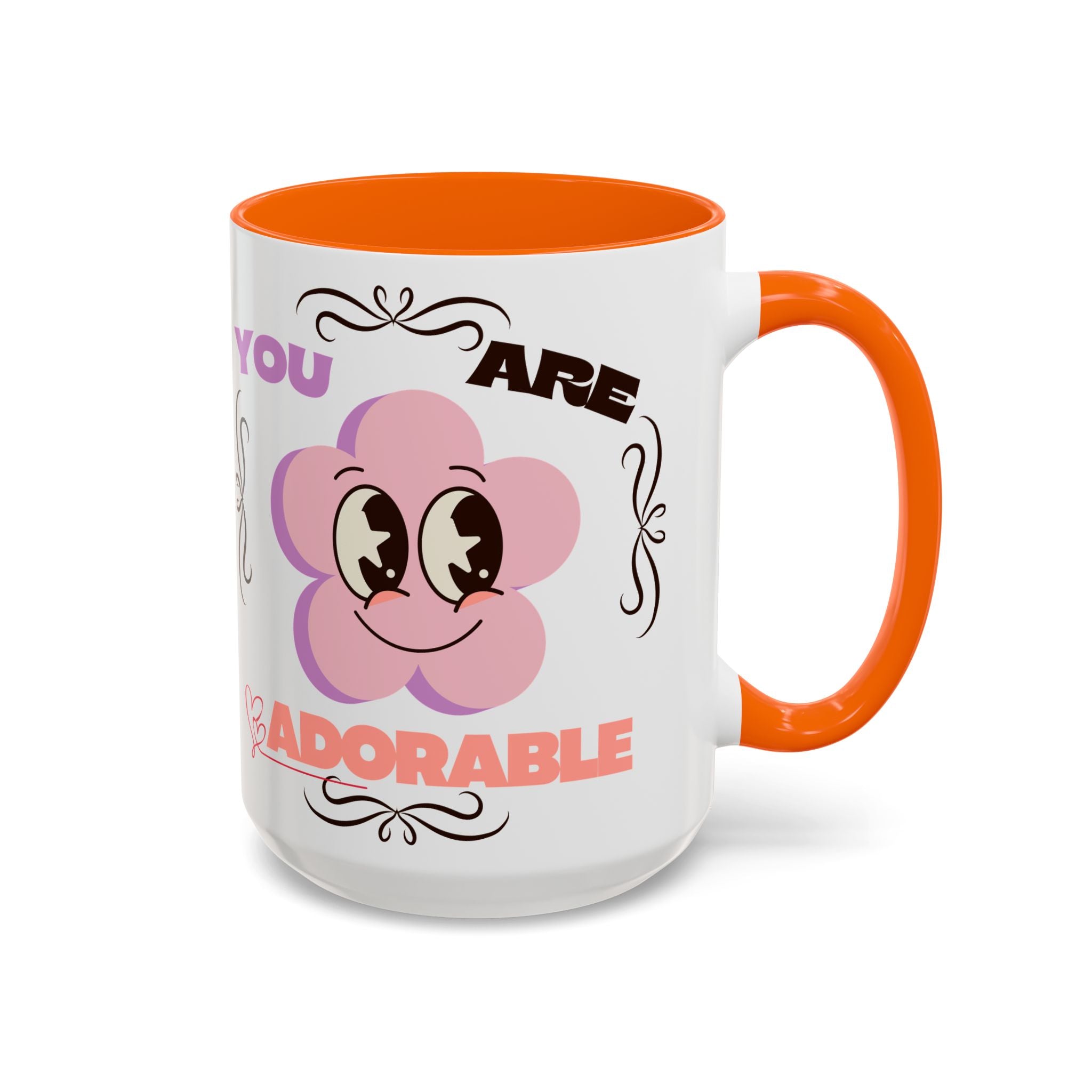 You Are Adorable Coffee Mug — Cute Pink Flower Accent Mug (11/15oz)
