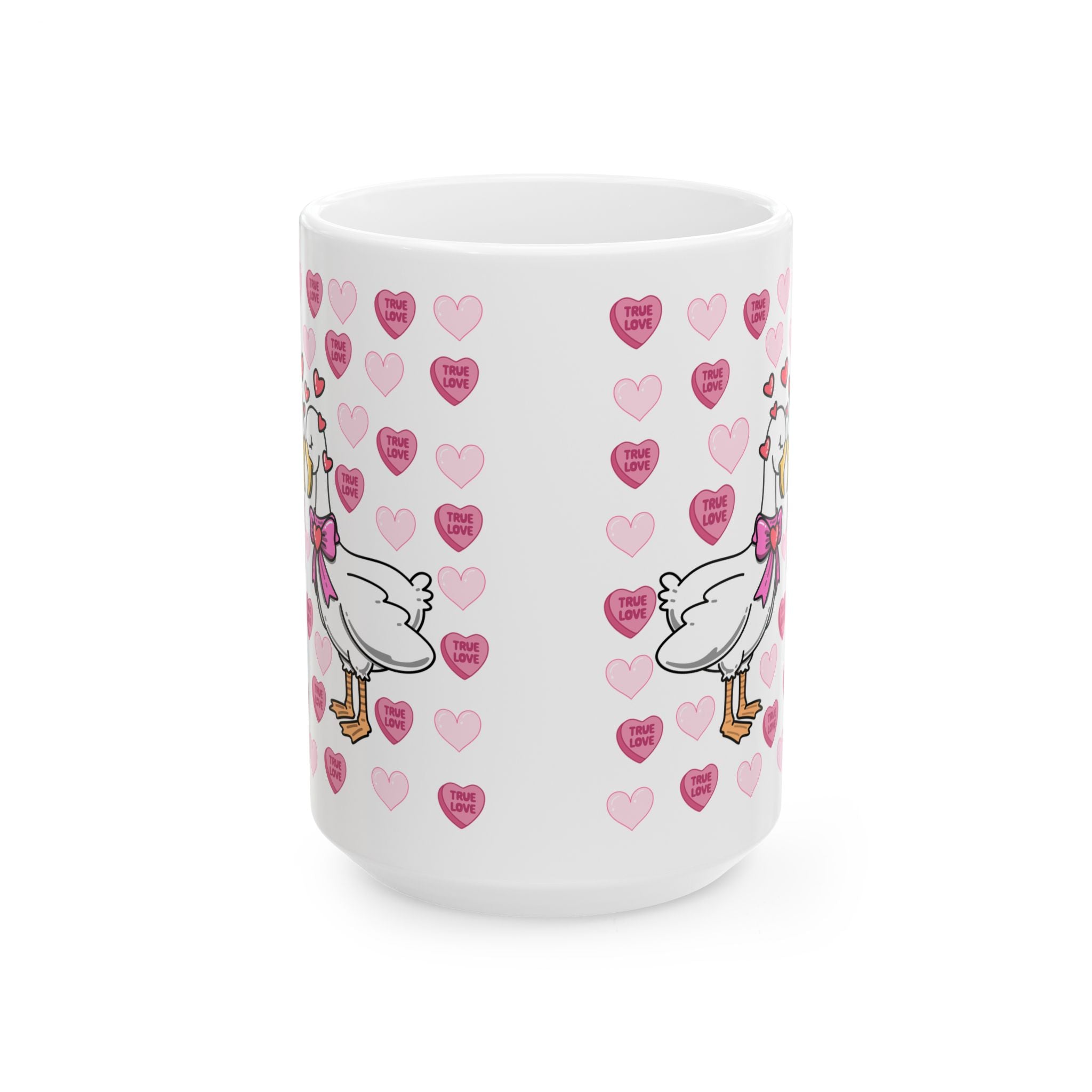Valentine Stork Ceramic Mug – 'Tiny Feet' Heart Pattern (11oz/15oz)
