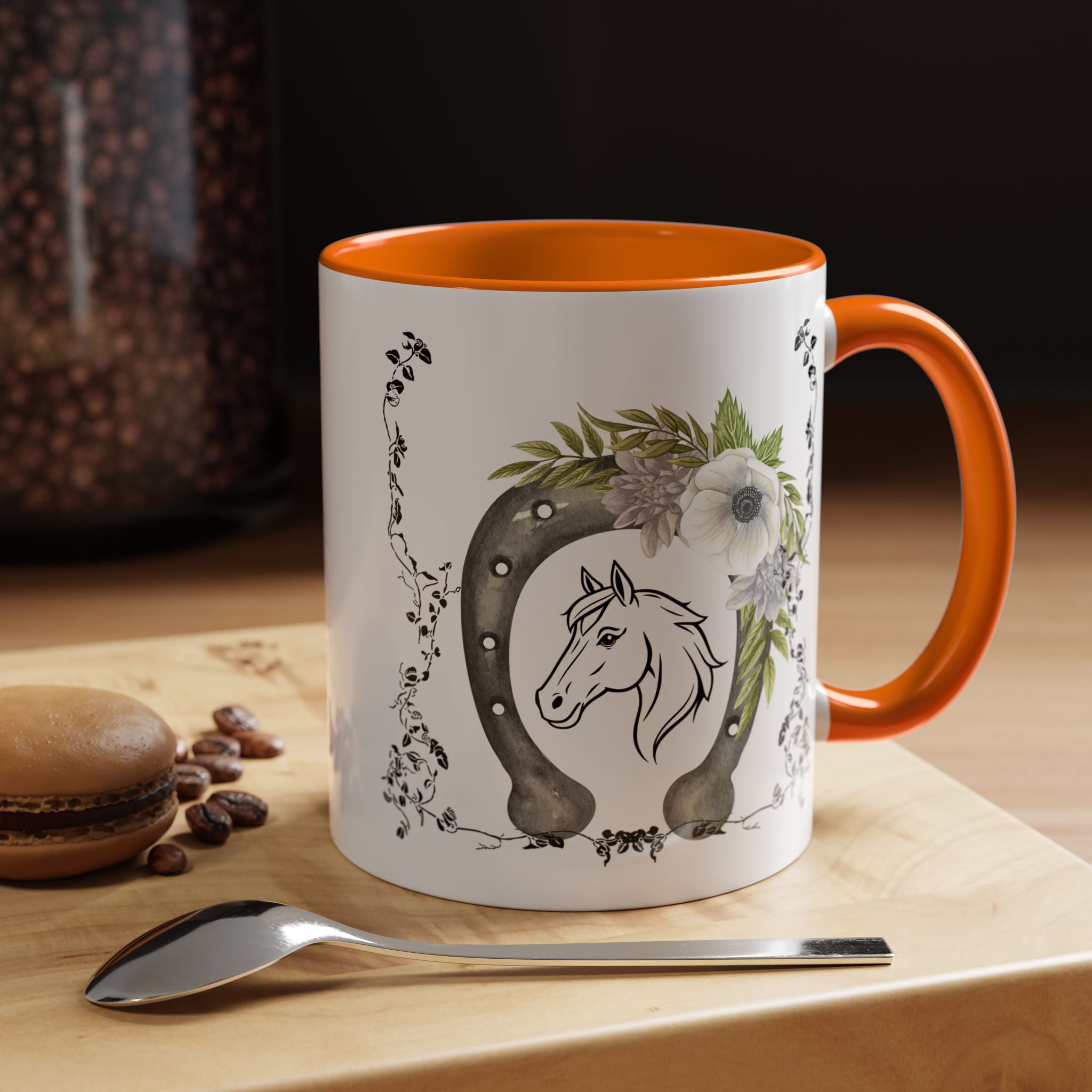 Personalized Floral Horseshoe Mug - Unique Gift for Horse Lovers, Cowgirl Theme, Farmhouse Decor, Wedding Favors, Custom Name Mug