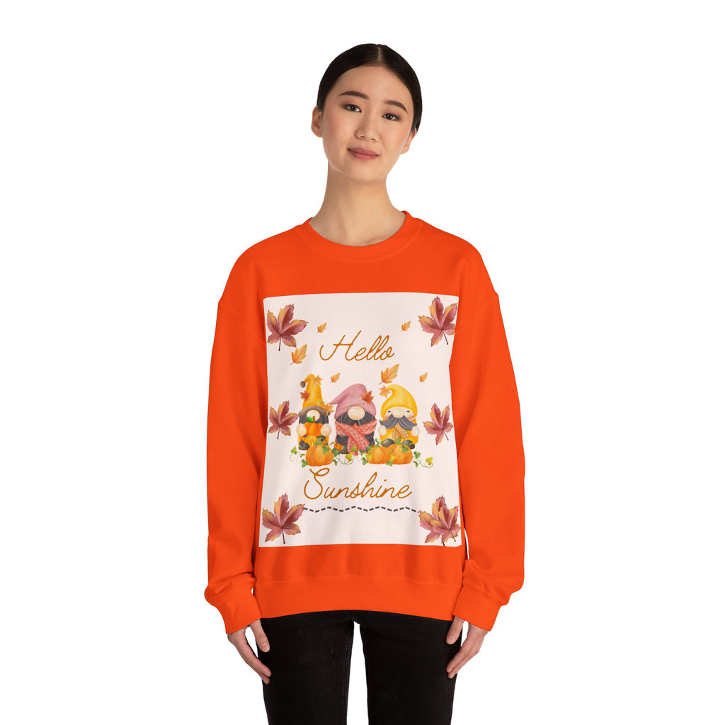 Hello Sunshine Fall Crewneck Sweatshirt, Cozy Autumn Apparel, Unisex Sweatshirt, Perfect for Thanksgiving, Gift for Nature Lovers