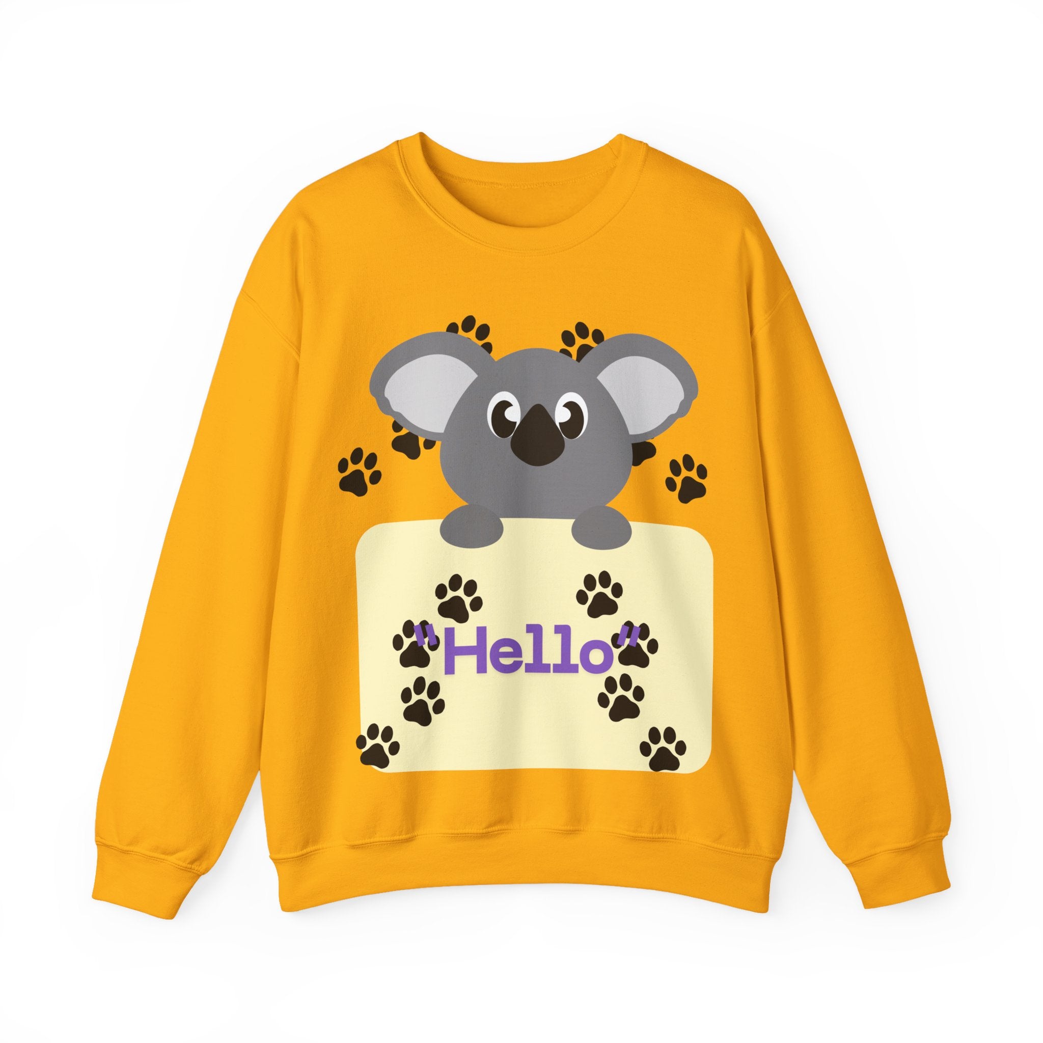 Cute Koala Hello Sweatshirt, Unisex Cozy Crewneck, Pet Lover Gift, Animal Lover Apparel, Fun Casual Wear, Cute Graphic Sweater