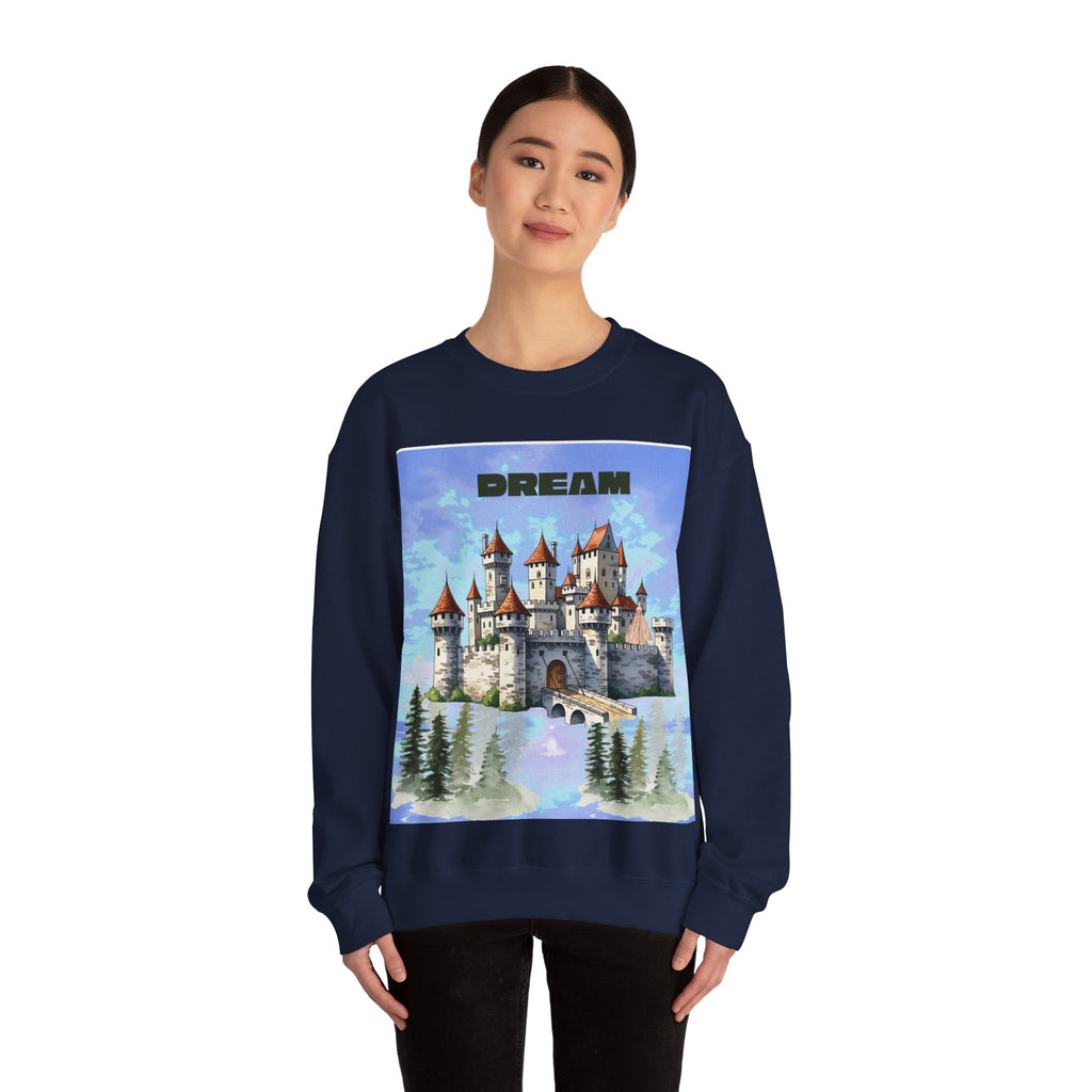 Dreamy Castle Crewneck Sweatshirt, Cozy Graphic Sweatshirt, Unisex Pullover, Pastel Art Apparel, Fantasy Sweatshirt