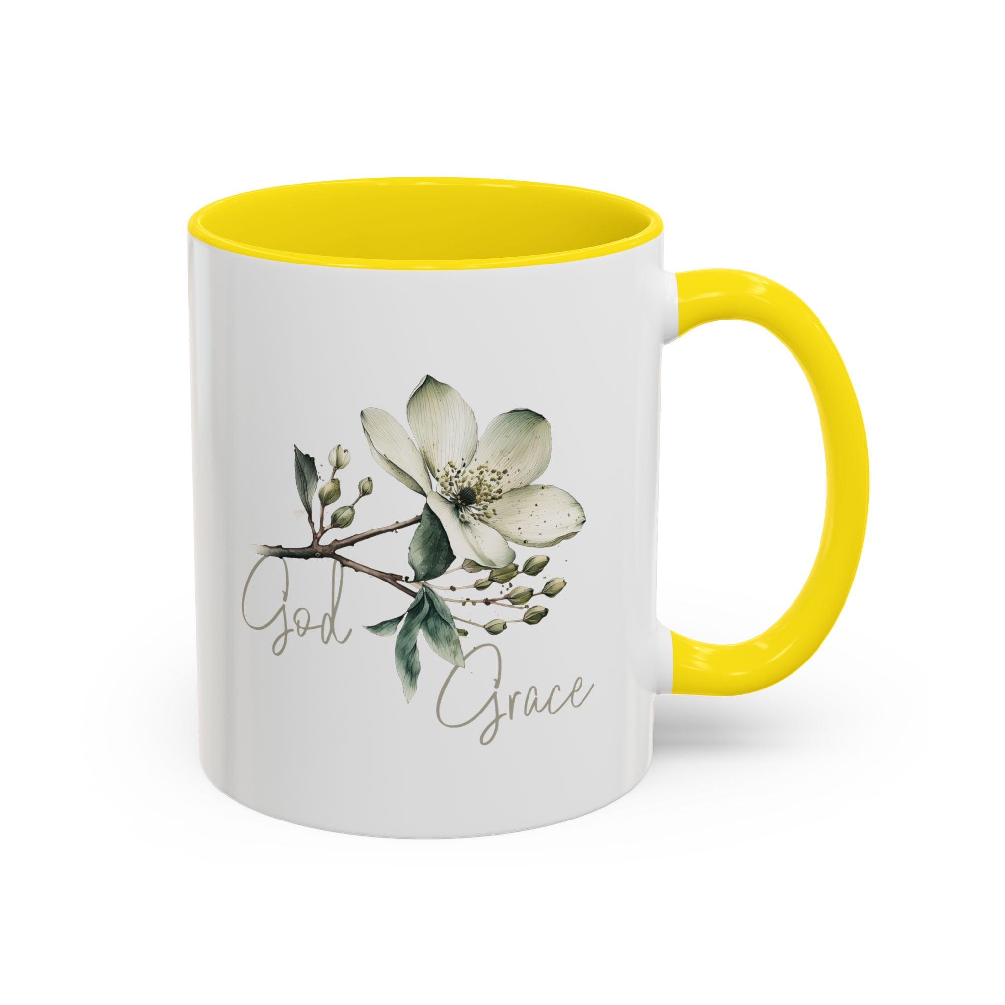 Floral Accent Coffee Mug | God Grace Gift, Nature-Inspired Tea Cup, Inspirational Drinkware for Home, Office, Mother's Day