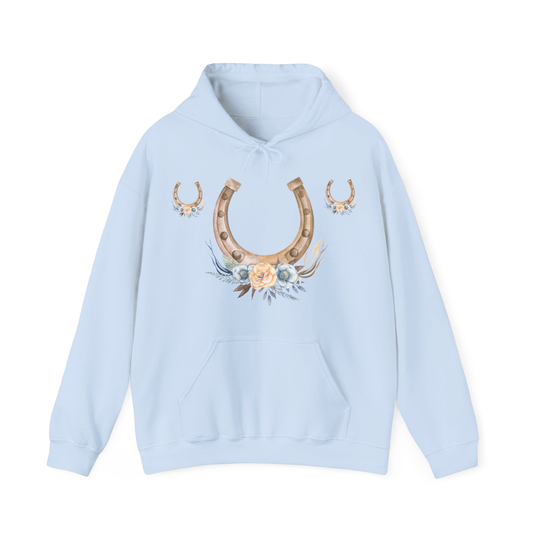 Equestrian Floral Horseshoe Hoodie, Cozy Unisex Sweatshirt, Gifts for Horse Lovers, Country Style Apparel, Birthday Gift, Festival Wear
