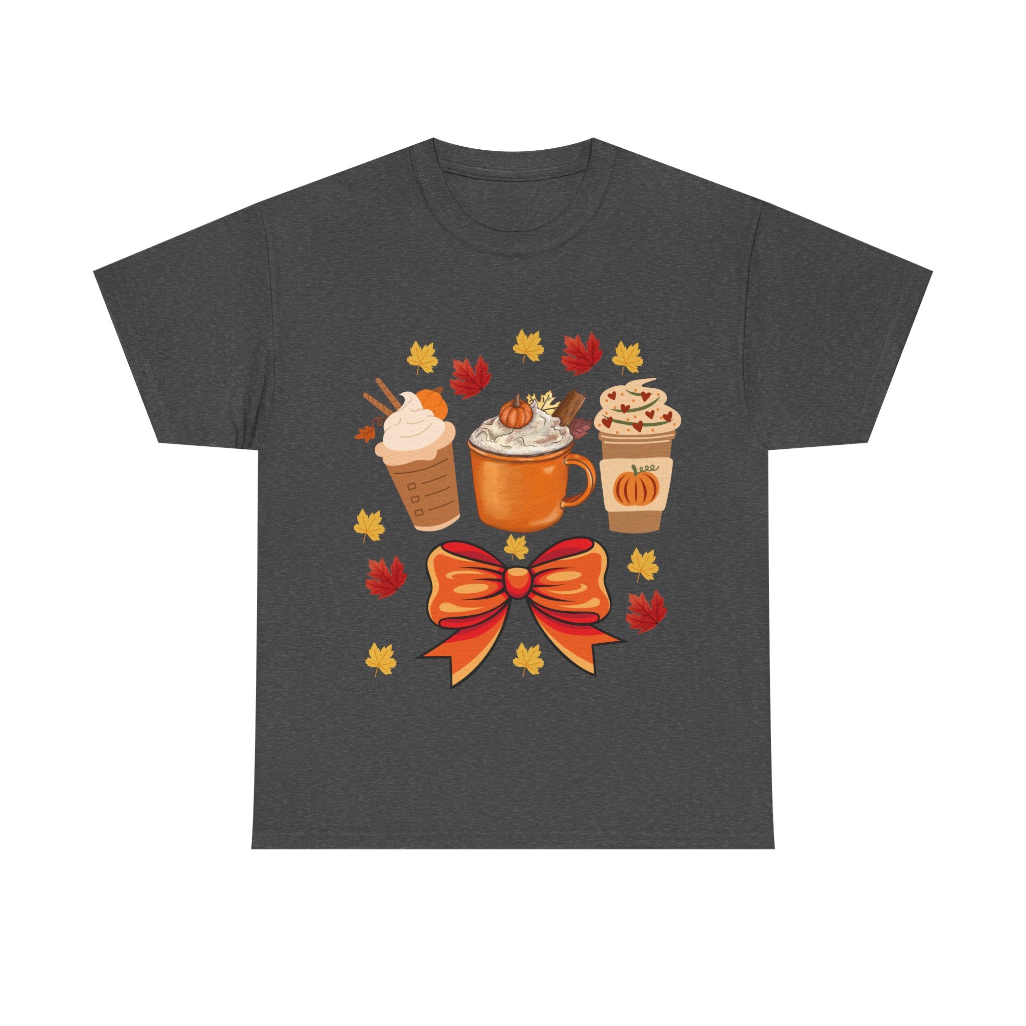 Fall-Themed Unisex Heavy Cotton Tee, Autumn Shirt, Pumpkin Spice Tee, Cozy Fall Apparel, Coffee Lover T-shirt