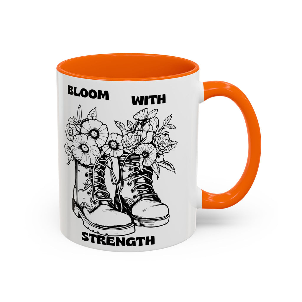 Bloom With Strength Coffee Mug — Floral Boots Inspirational Accent Mug (11/15oz)