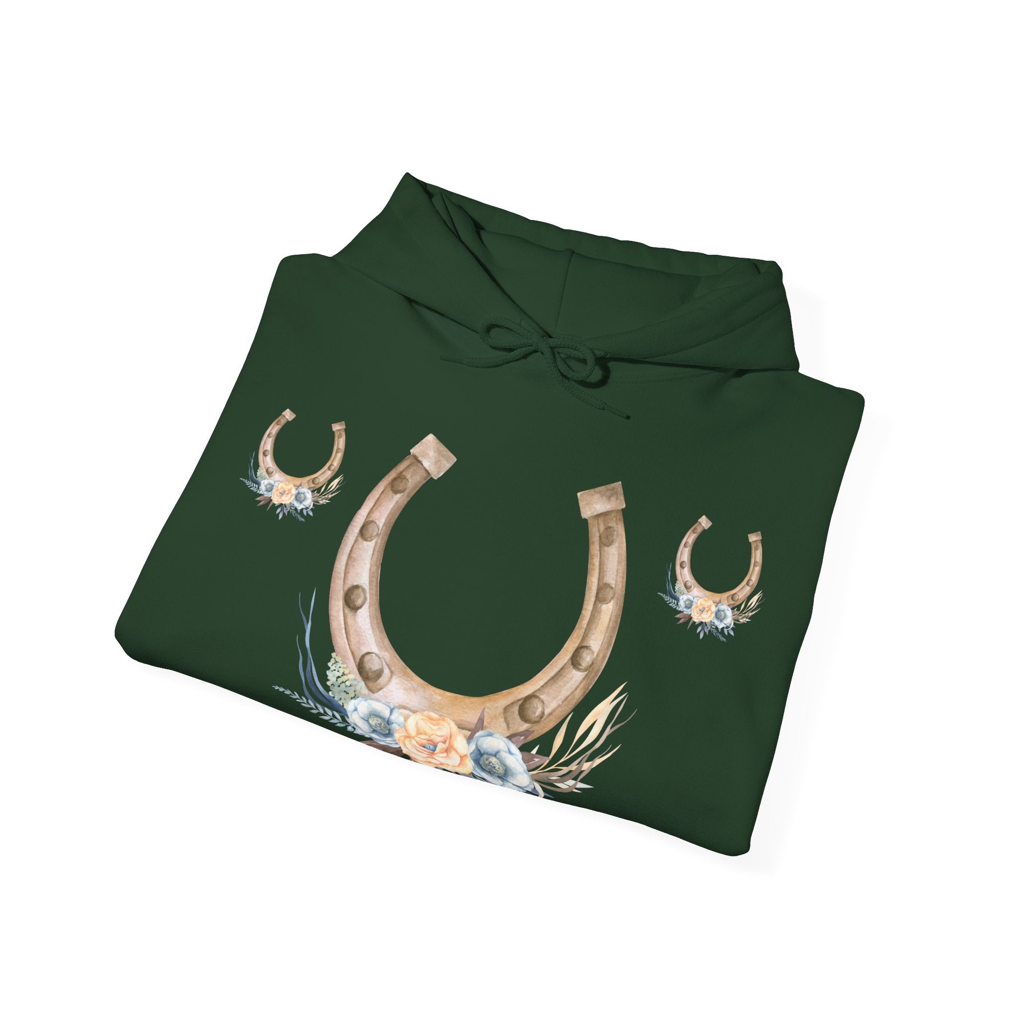 Equestrian Floral Horseshoe Hoodie, Cozy Unisex Sweatshirt, Gifts for Horse Lovers, Country Style Apparel, Birthday Gift, Festival Wear