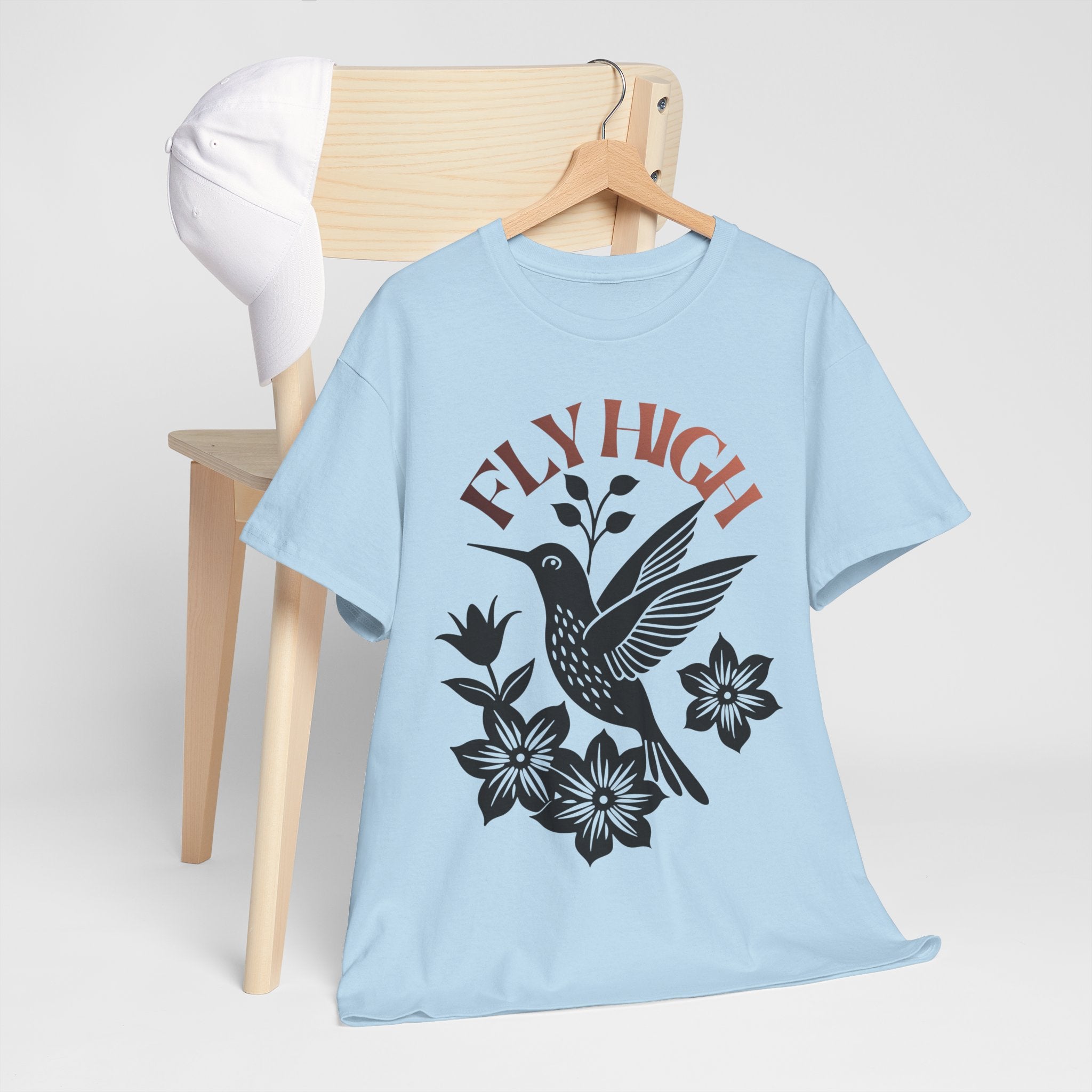 Fly High Hummingbird T-Shirt — Floral Retro Nature Tee