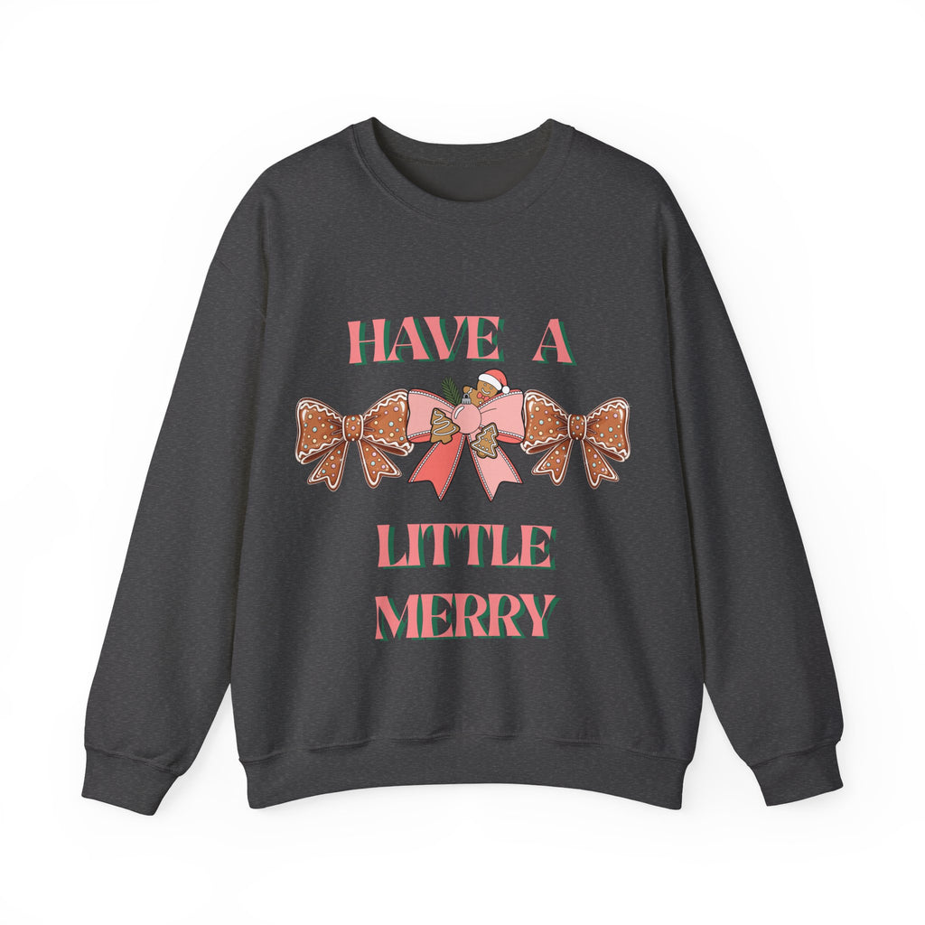 Have a Little Merry Crewneck Sweatshirt — Pink Holiday Bow Christmas Sweater