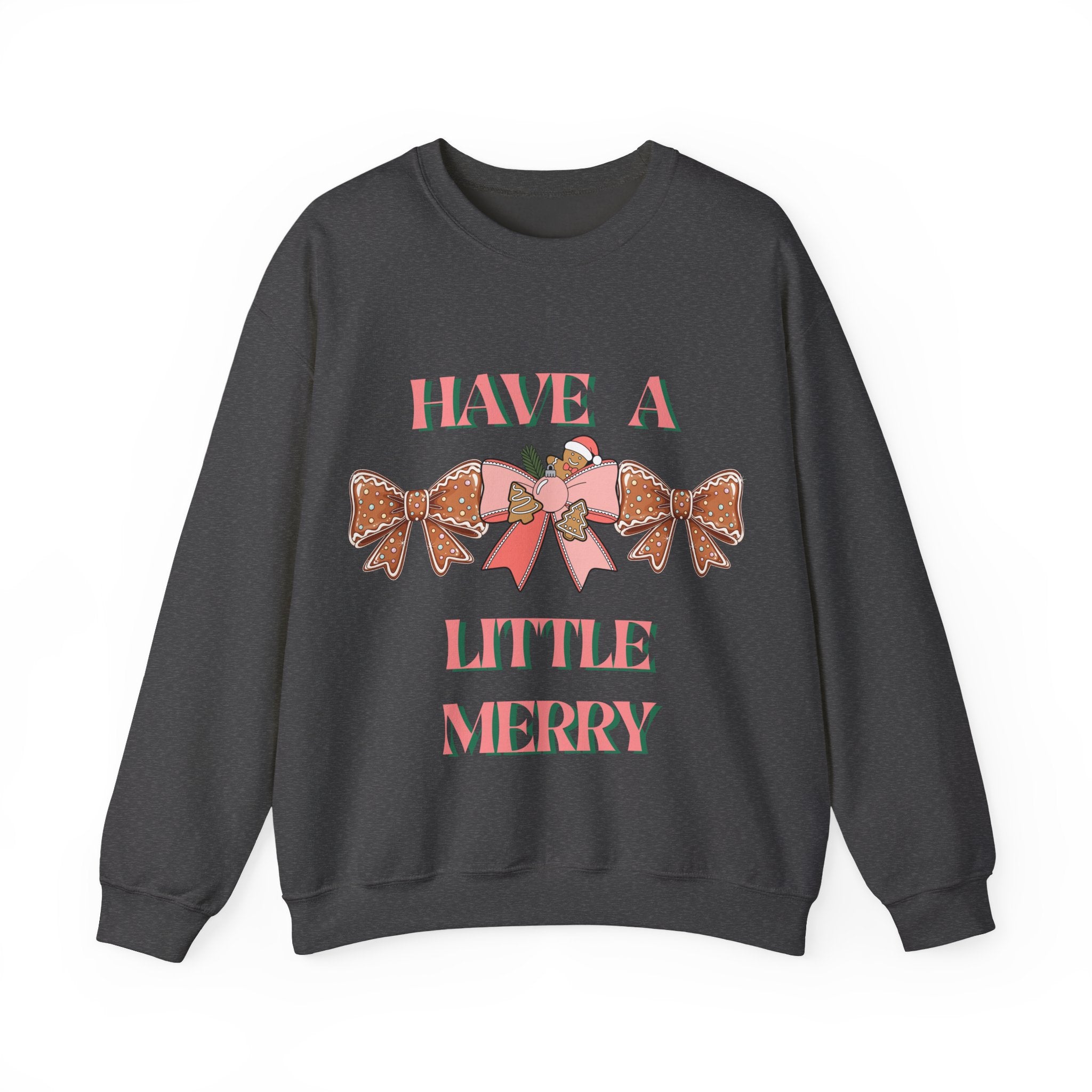 Have a Little Merry Crewneck Sweatshirt — Pink Holiday Bow Christmas Sweater