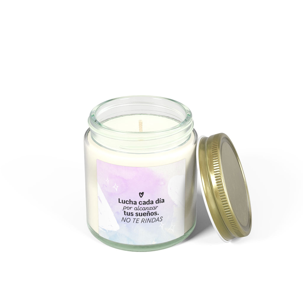 Motivational Spanish Scented Candle — Coconut Apricot (4oz/9oz) — "Lucha cada día... NO TE RINDAS"