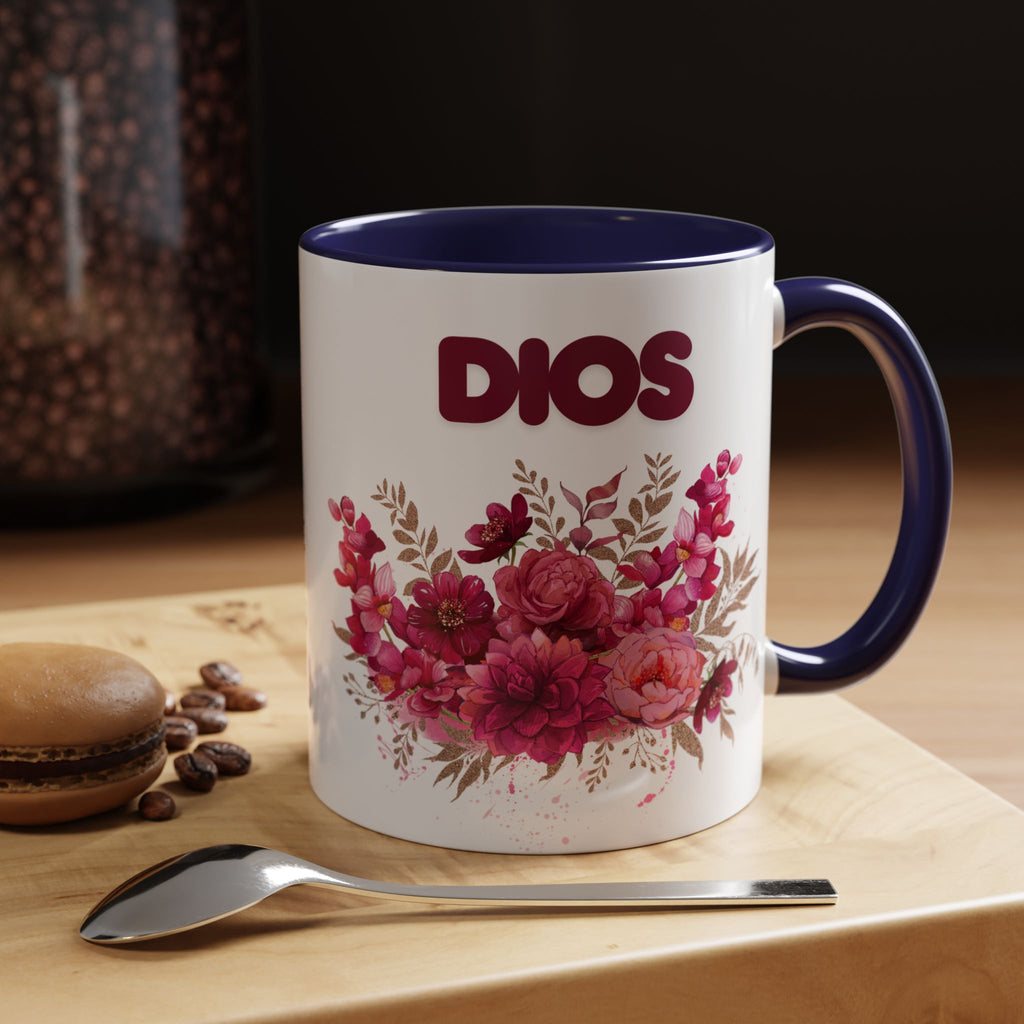 Dios Floral Accent Coffee Mug — 11/15oz Inspirational Christian Tea Cup